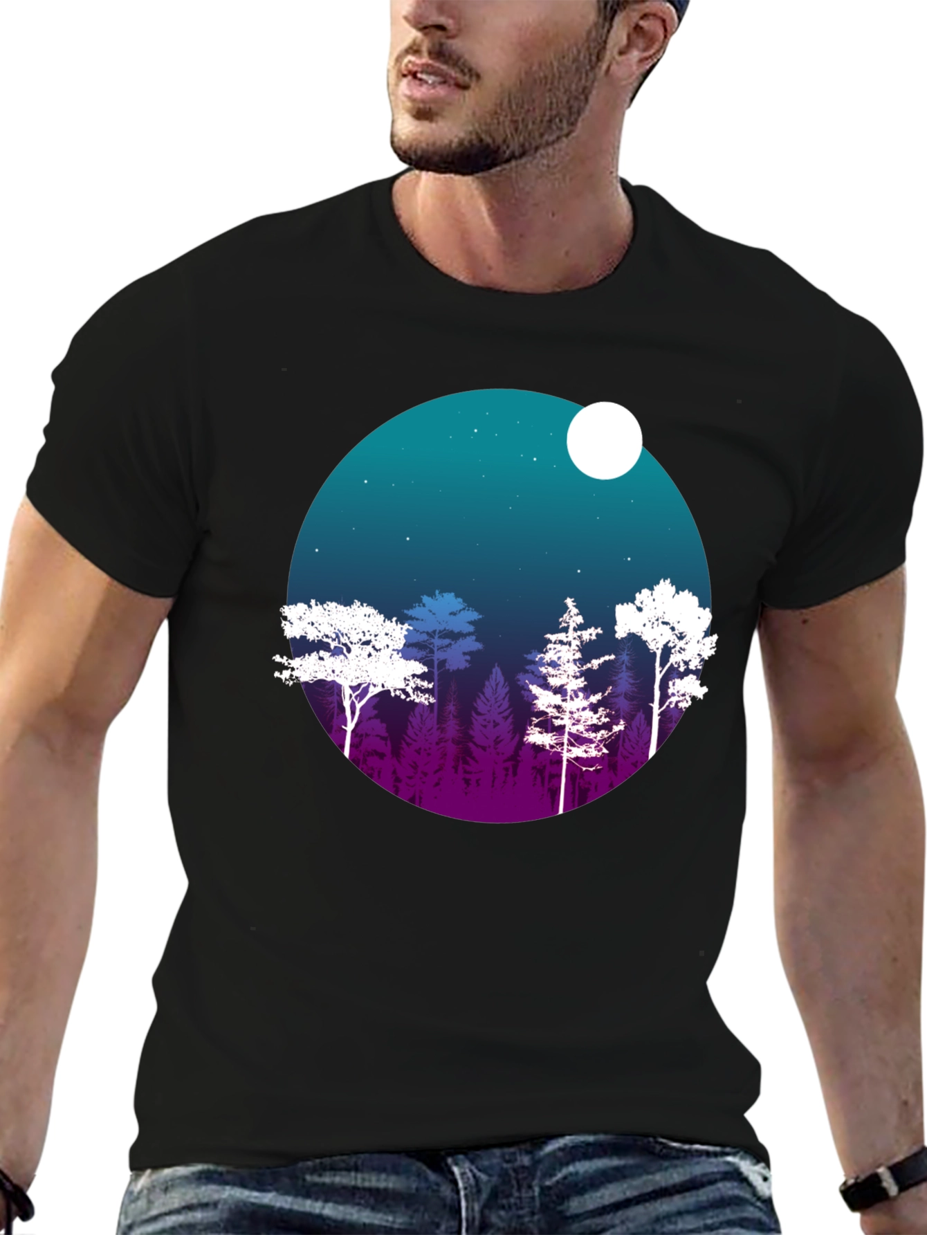 Black Night Forest Graphic Tee view 6