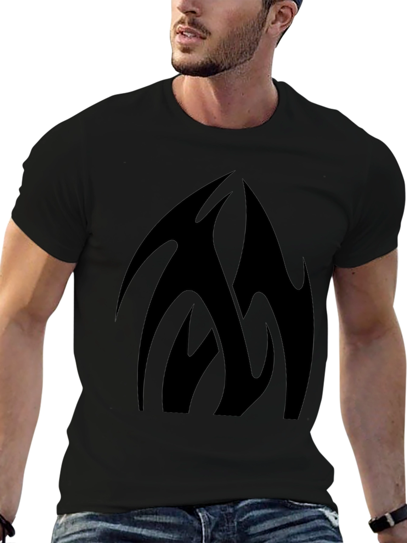 Black Black Graphic Tee - Abstract Design view 6