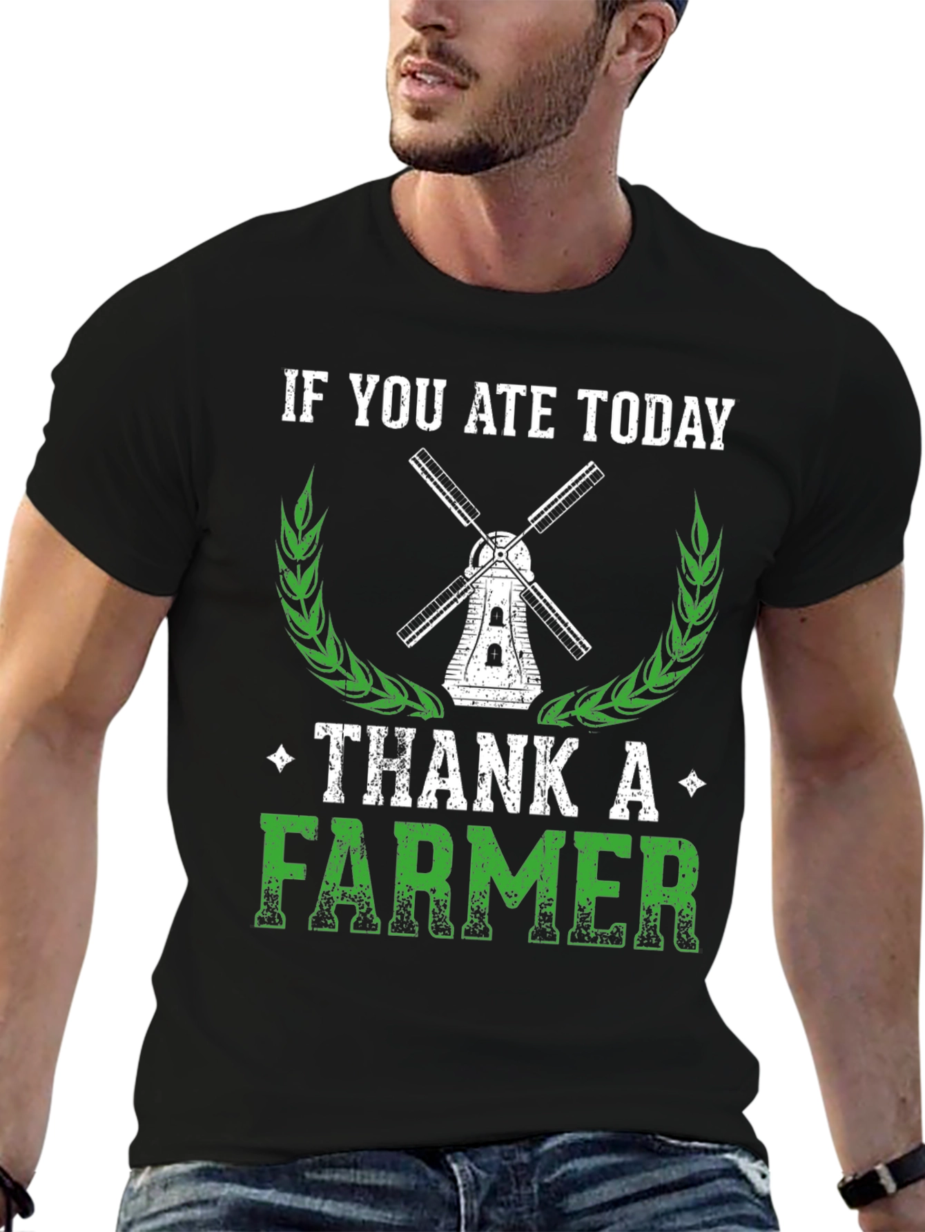 Black Thank A Farmer Graphic Tee - Soft Cotton Black T-Shirt view 6