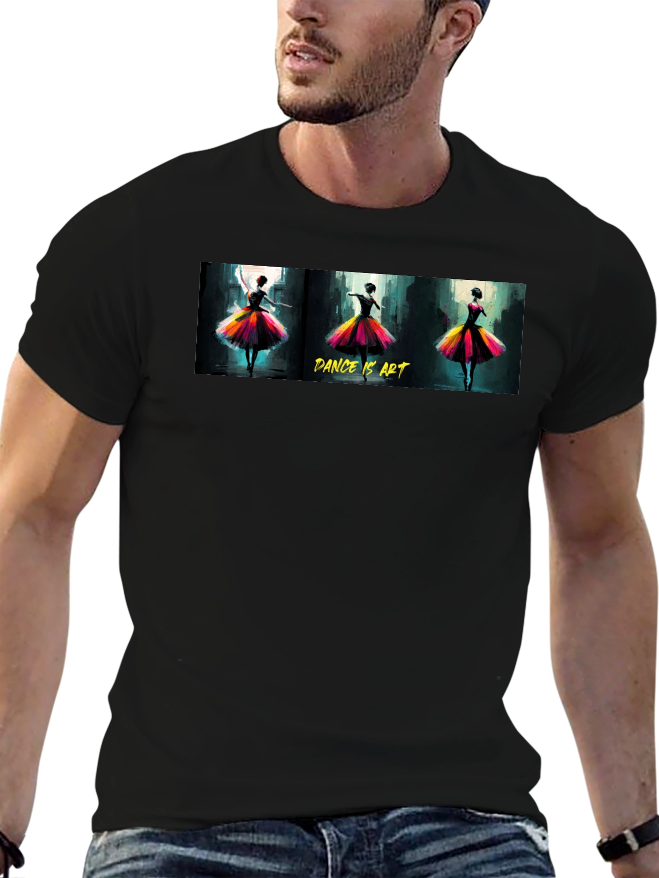Black Dance is Art Graphic Tee - Black Unisex T-Shirt view 6