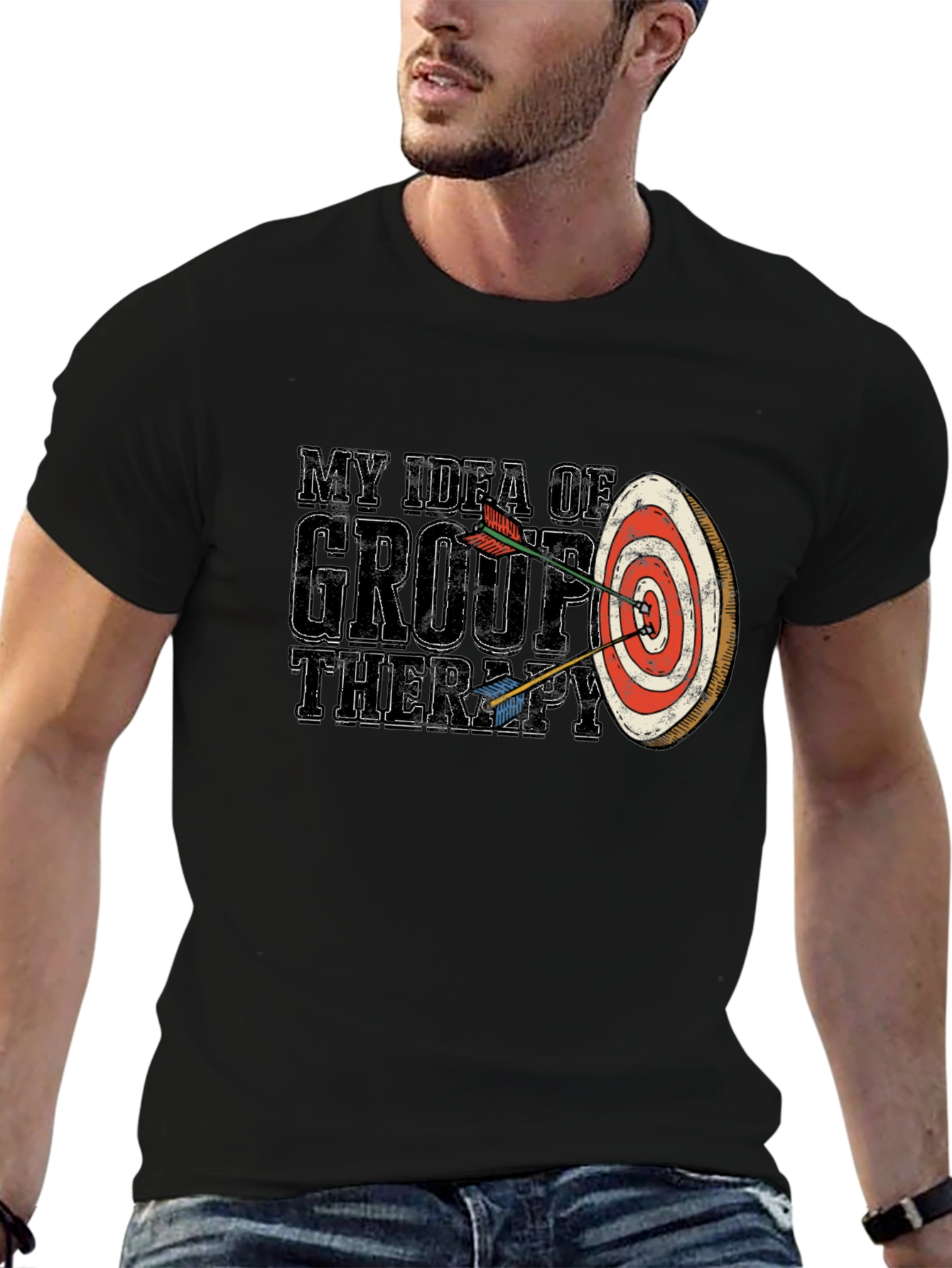 Black My Idea of Group Therapy T-Shirt Funny Archery view 6