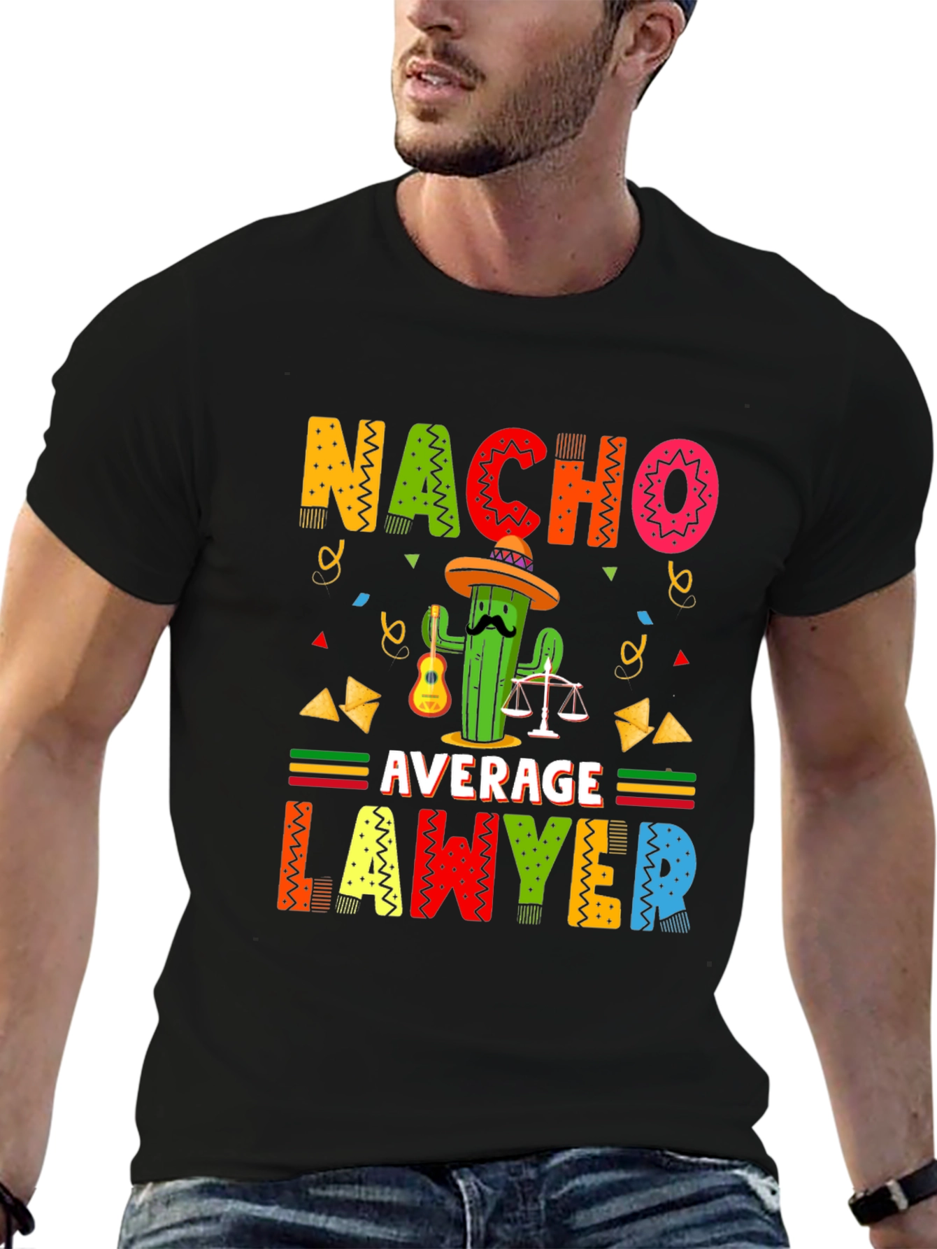 Black Nacho Average Lawyer Black T-Shirt view 6