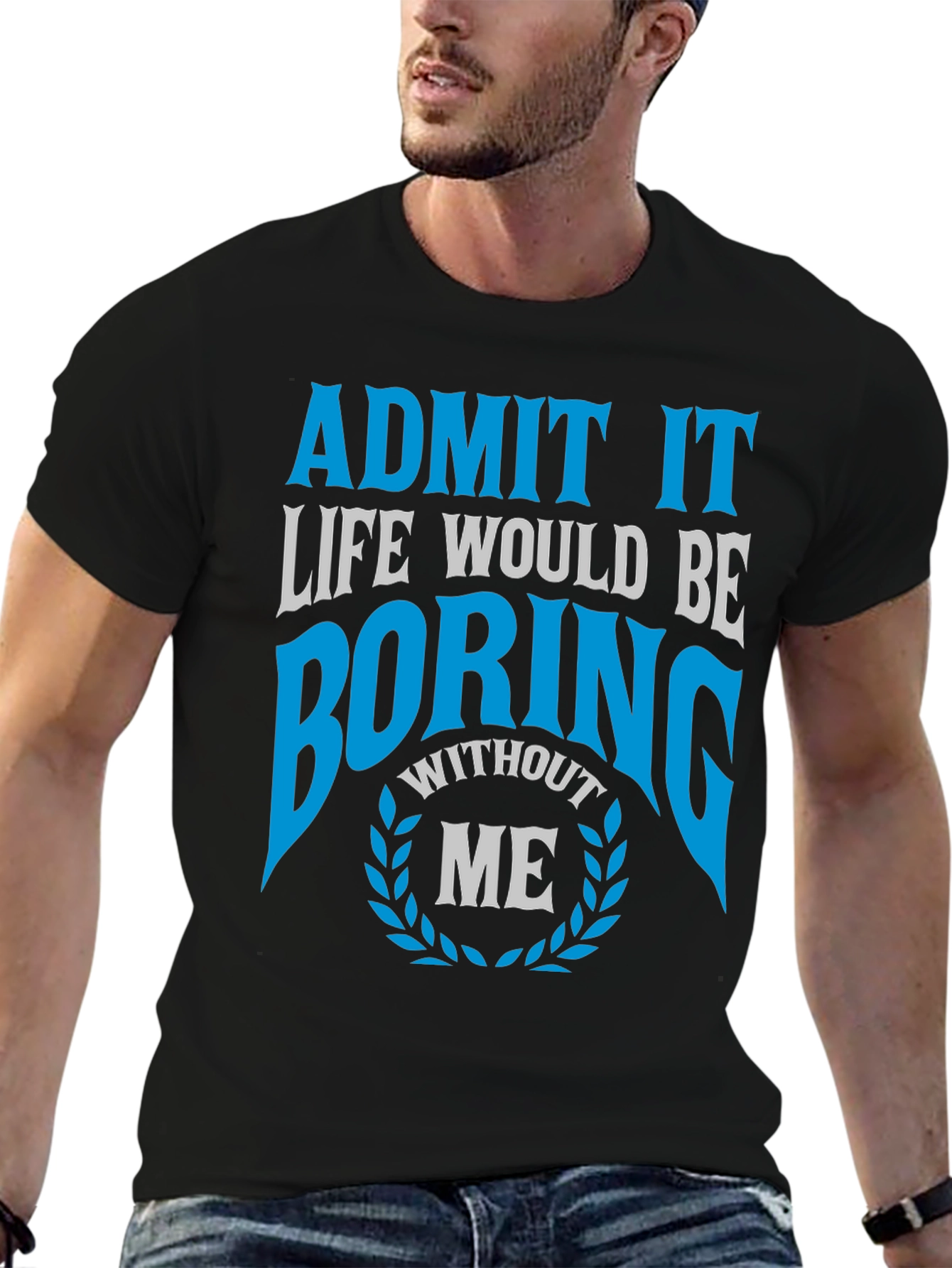 Black Boring Without Me Graphic T-Shirt view 6