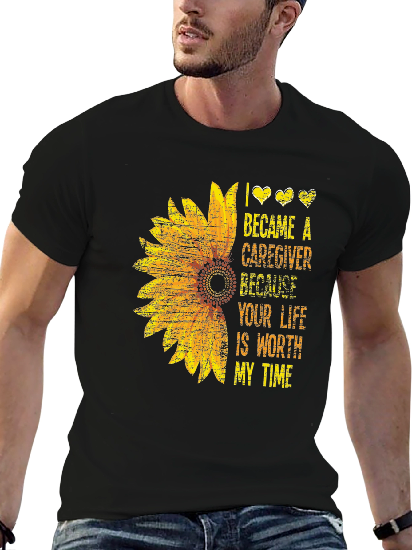 Black Sunflower Caregiver Graphic Tee view 6