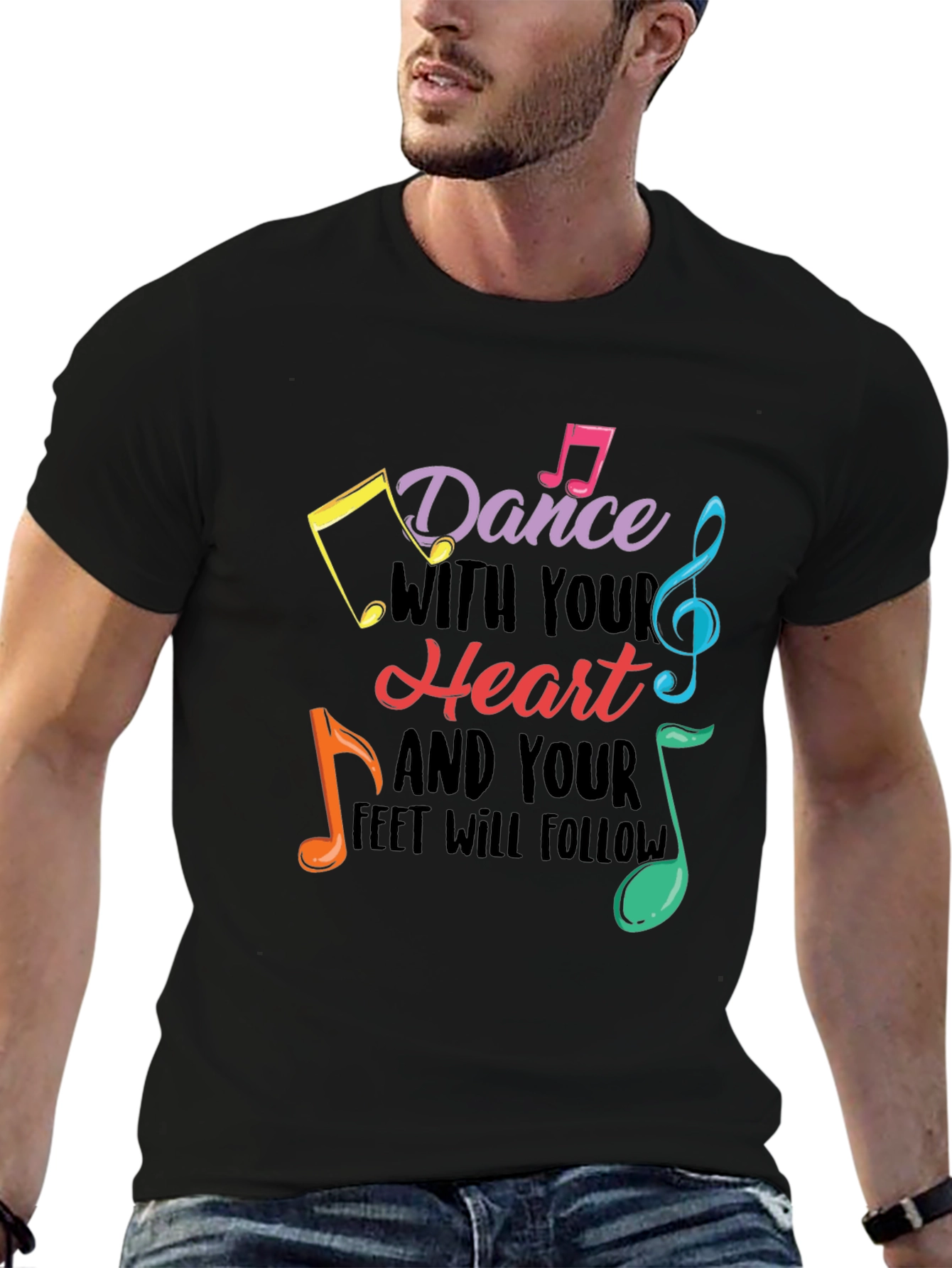 Black Dance With Your Heart Graphic Tee - Black view 6