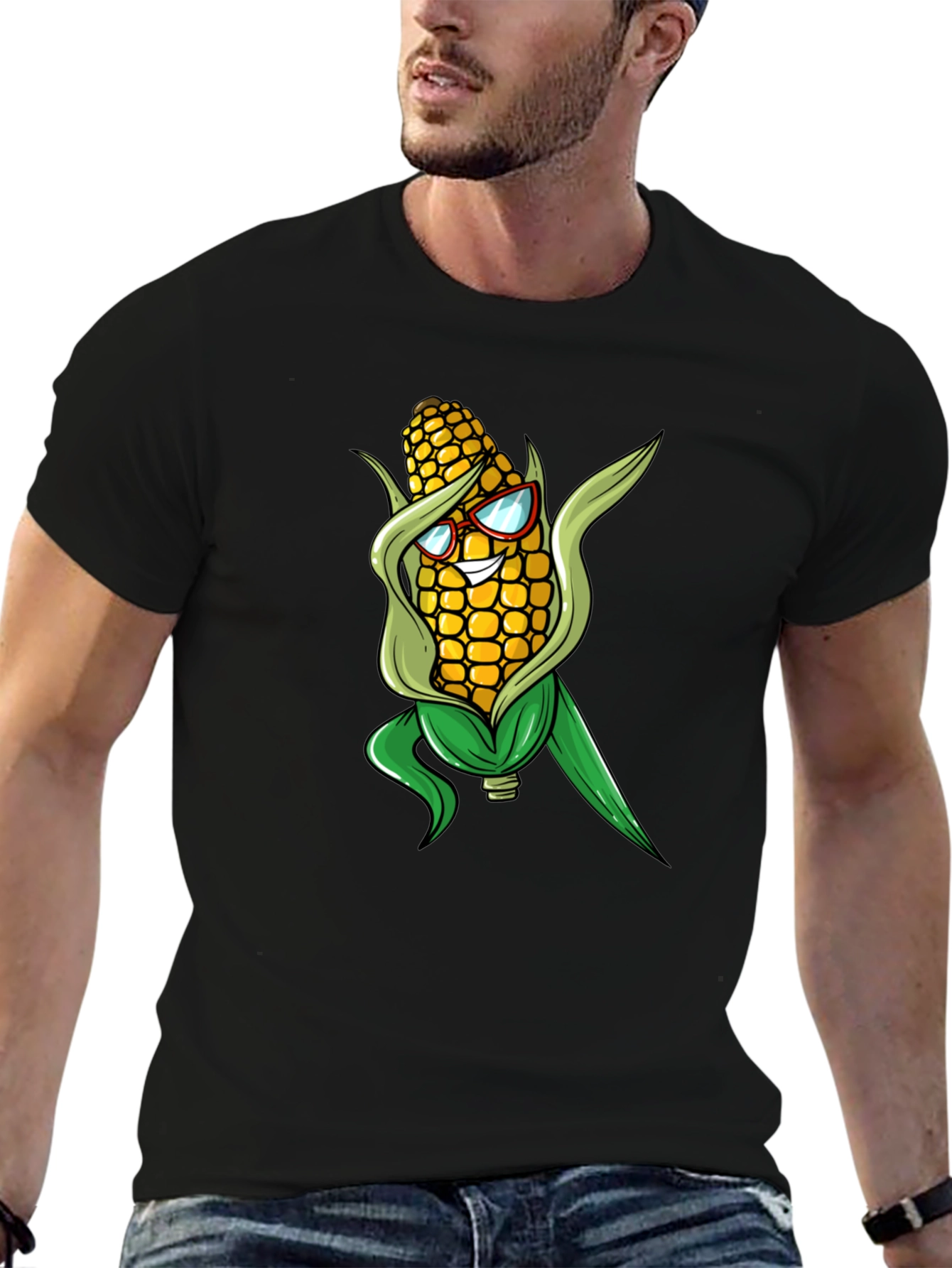 Black Corn with Glasses Graphic Tee view 6