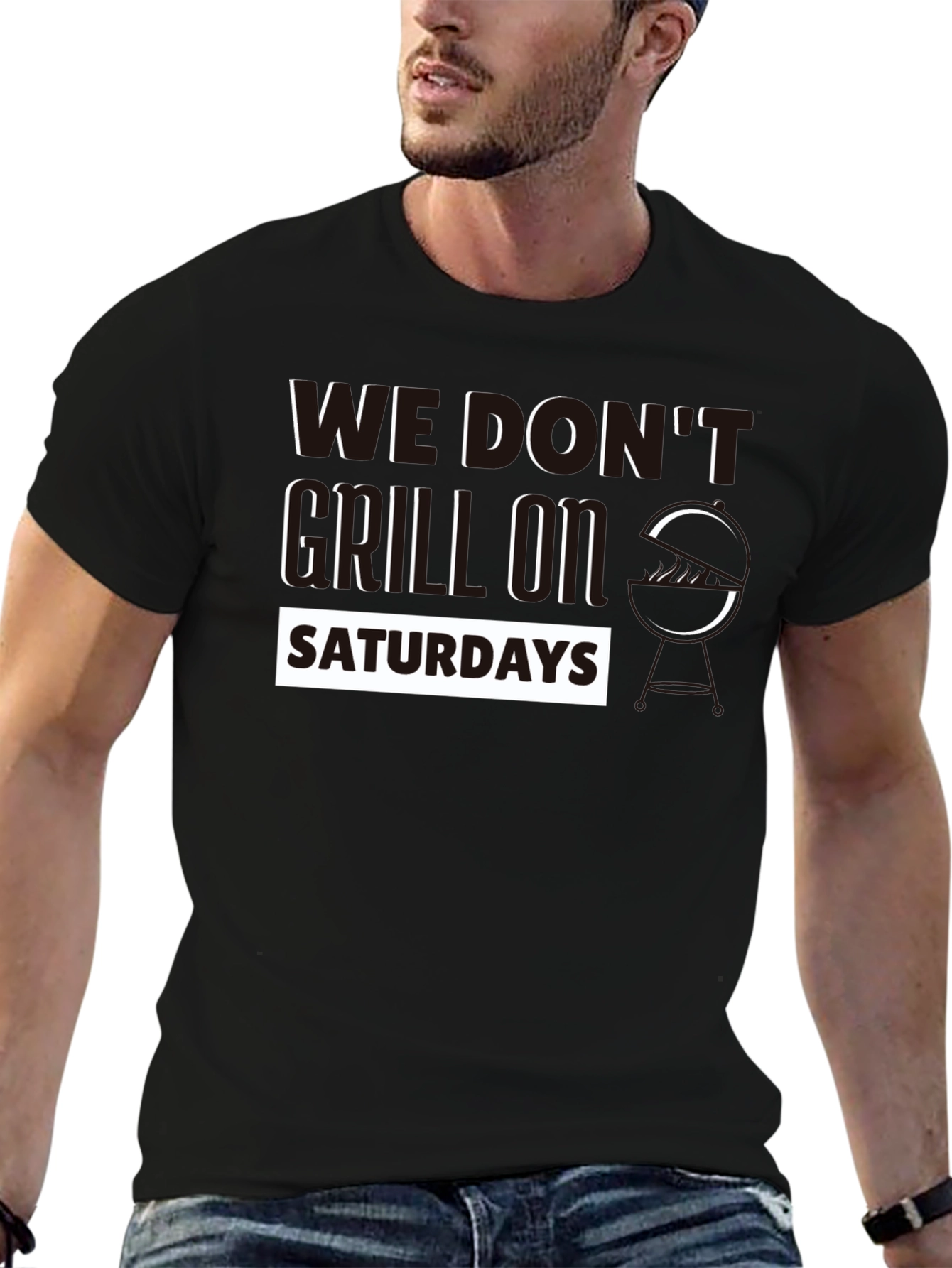 Black We Don't Grill on Saturdays Graphic Tee view 6