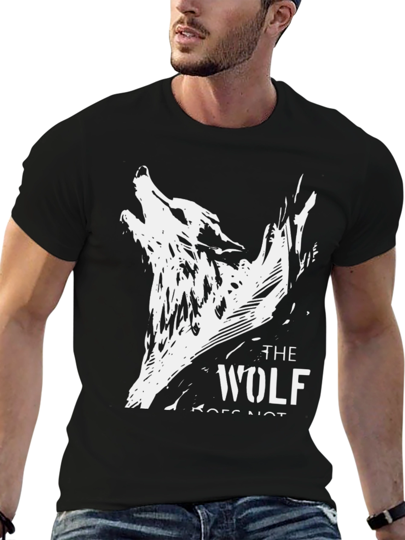 Black The Wolf Graphic Black T-Shirt view 6