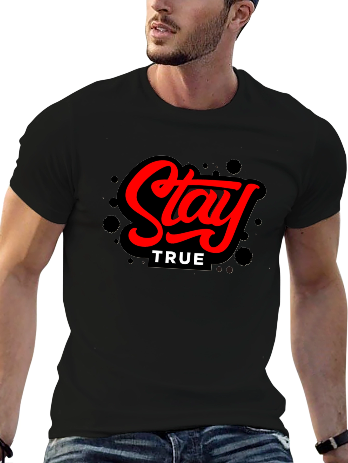 Black Stay True Black Graphic Tee view 6