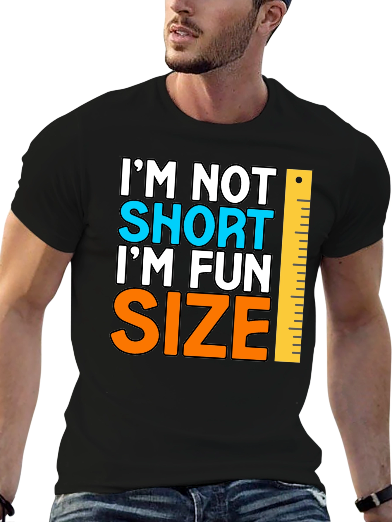 Black Fun Size T-Shirt - Humorous Short Joke view 6