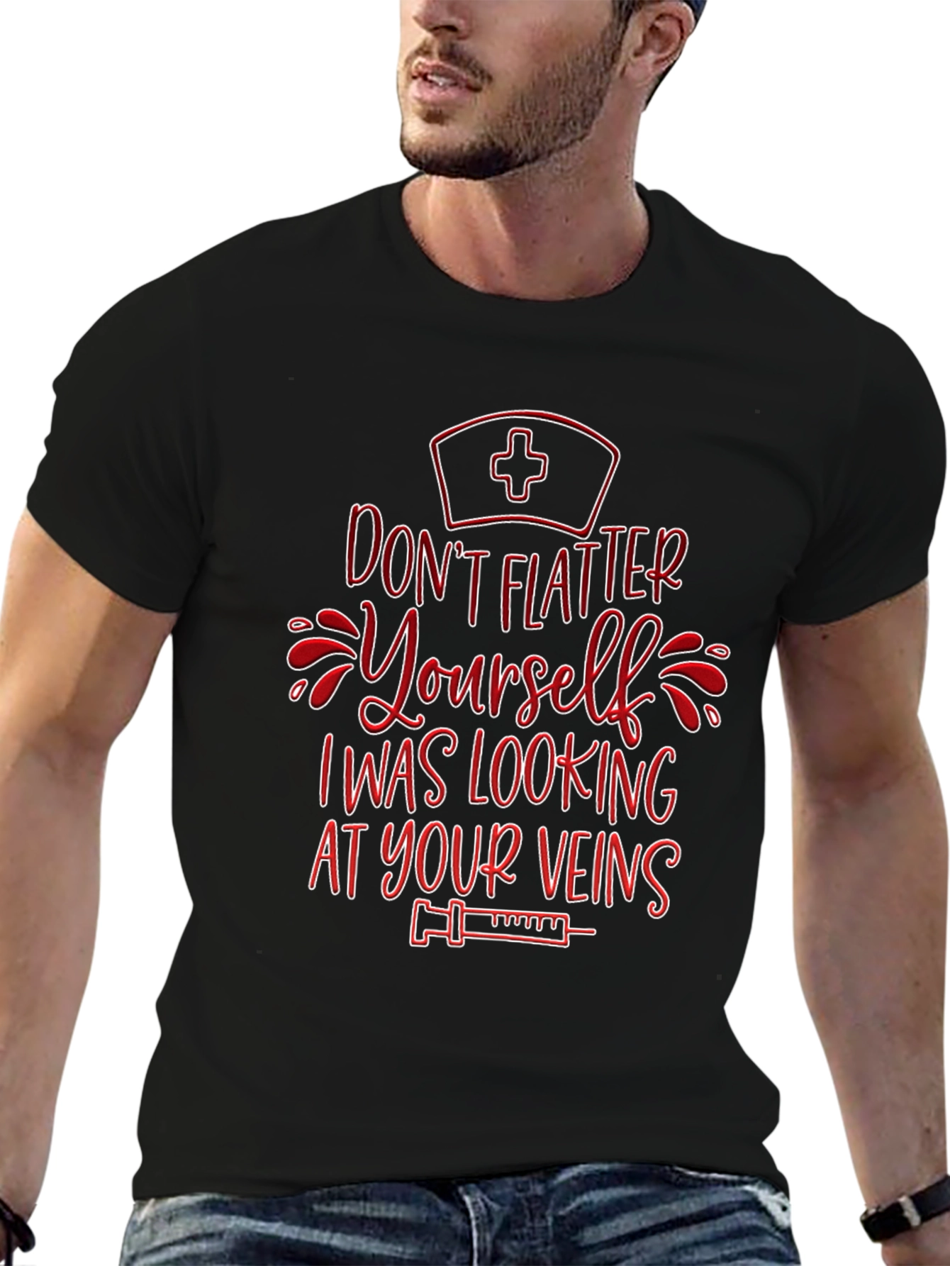 Black Funny Nurse Vein T-Shirt - Sarcastic RN Apparel view 6