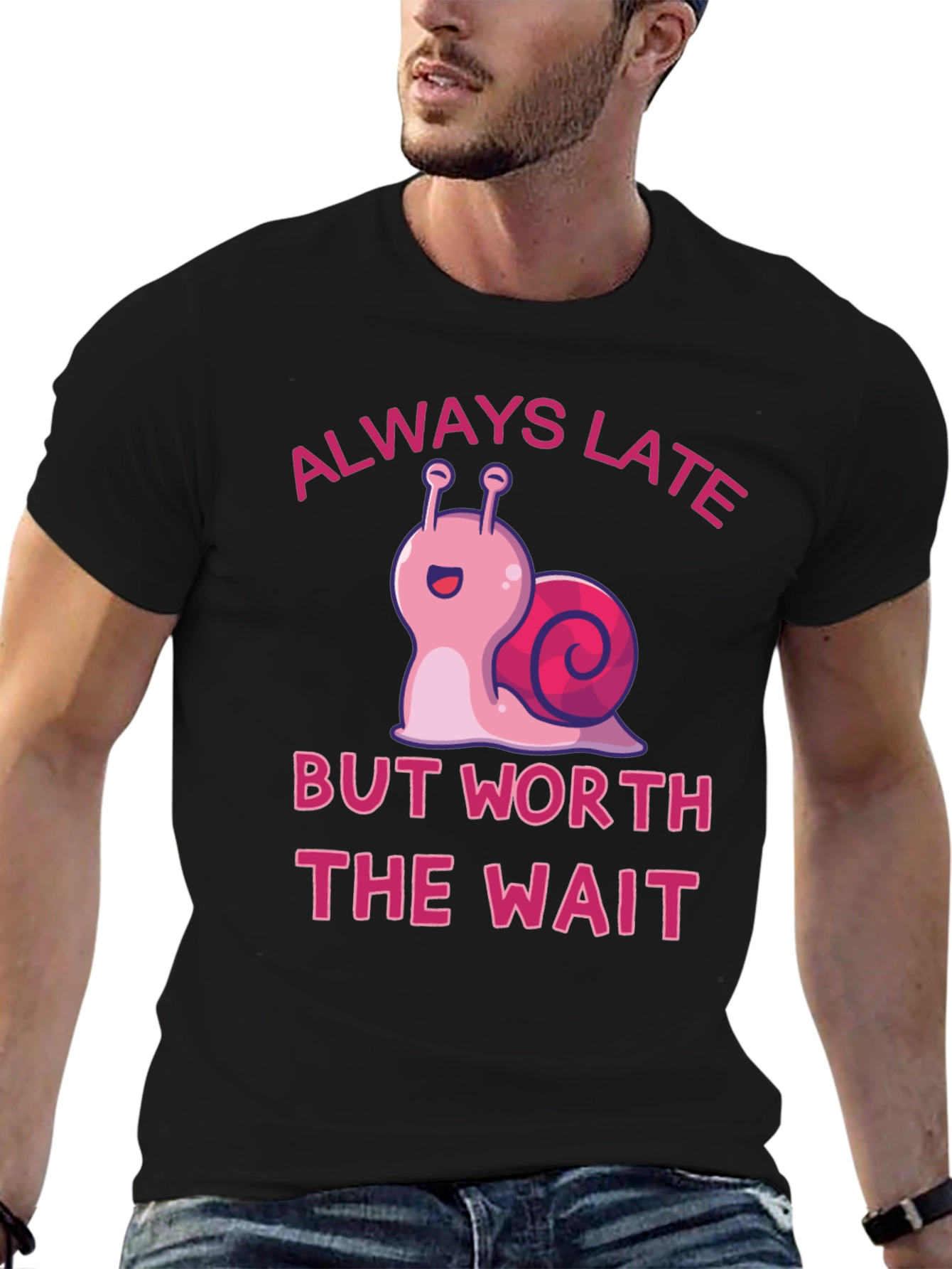 Black Always Late Snail Graphic Tee view 6