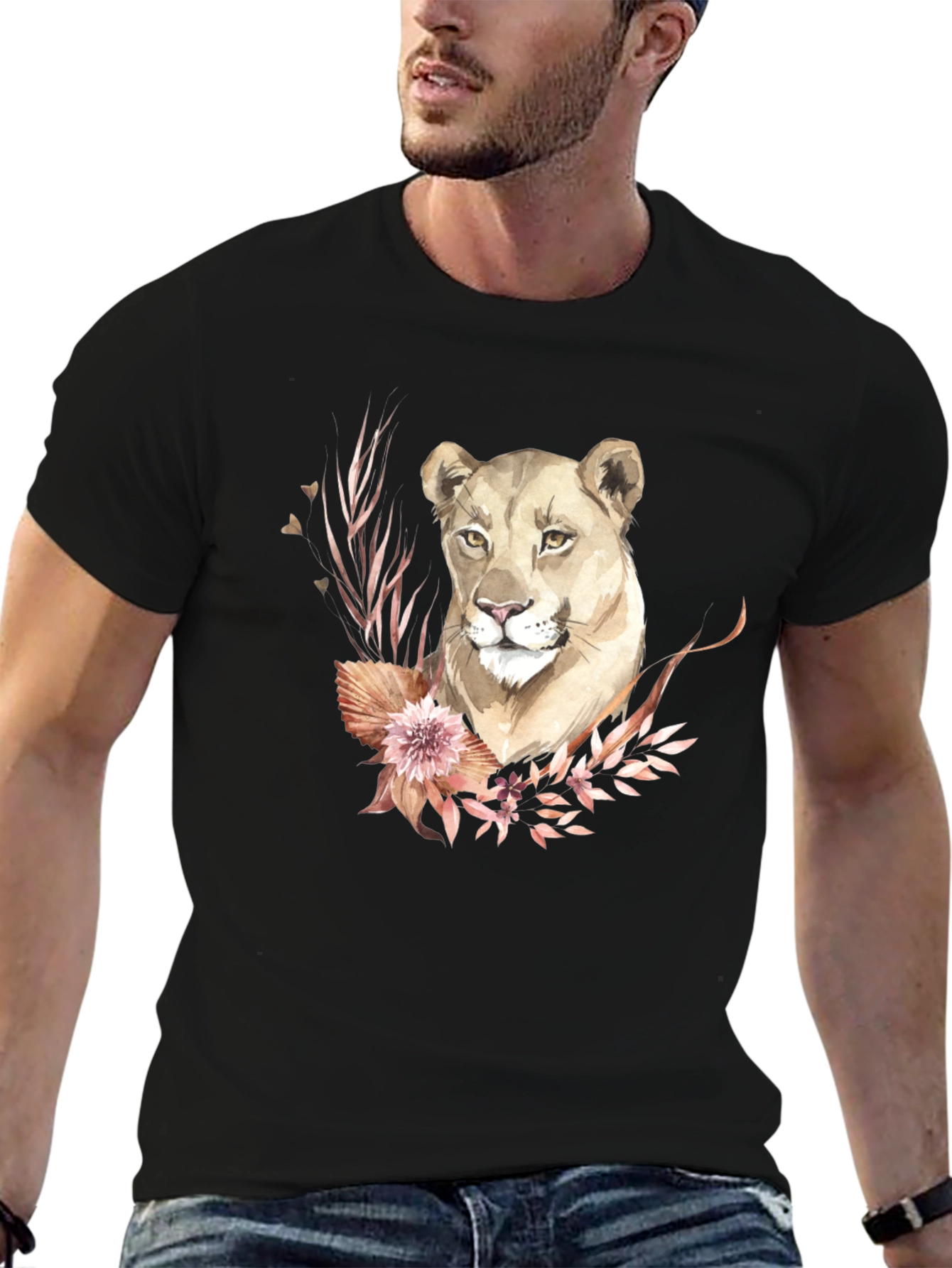 Black Lioness Floral Graphic Tee - Black view 6
