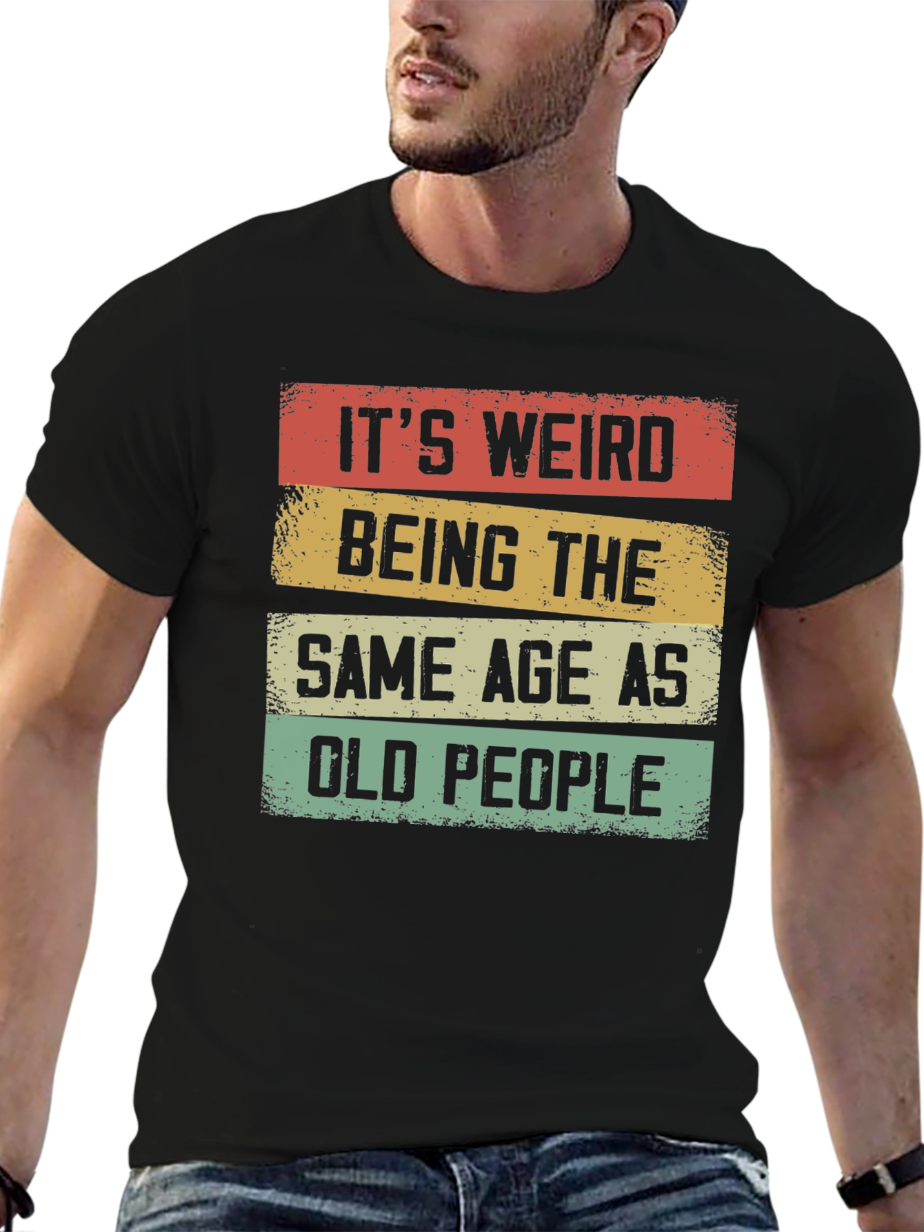 Black Funny "Old People" Graphic T-Shirt view 6
