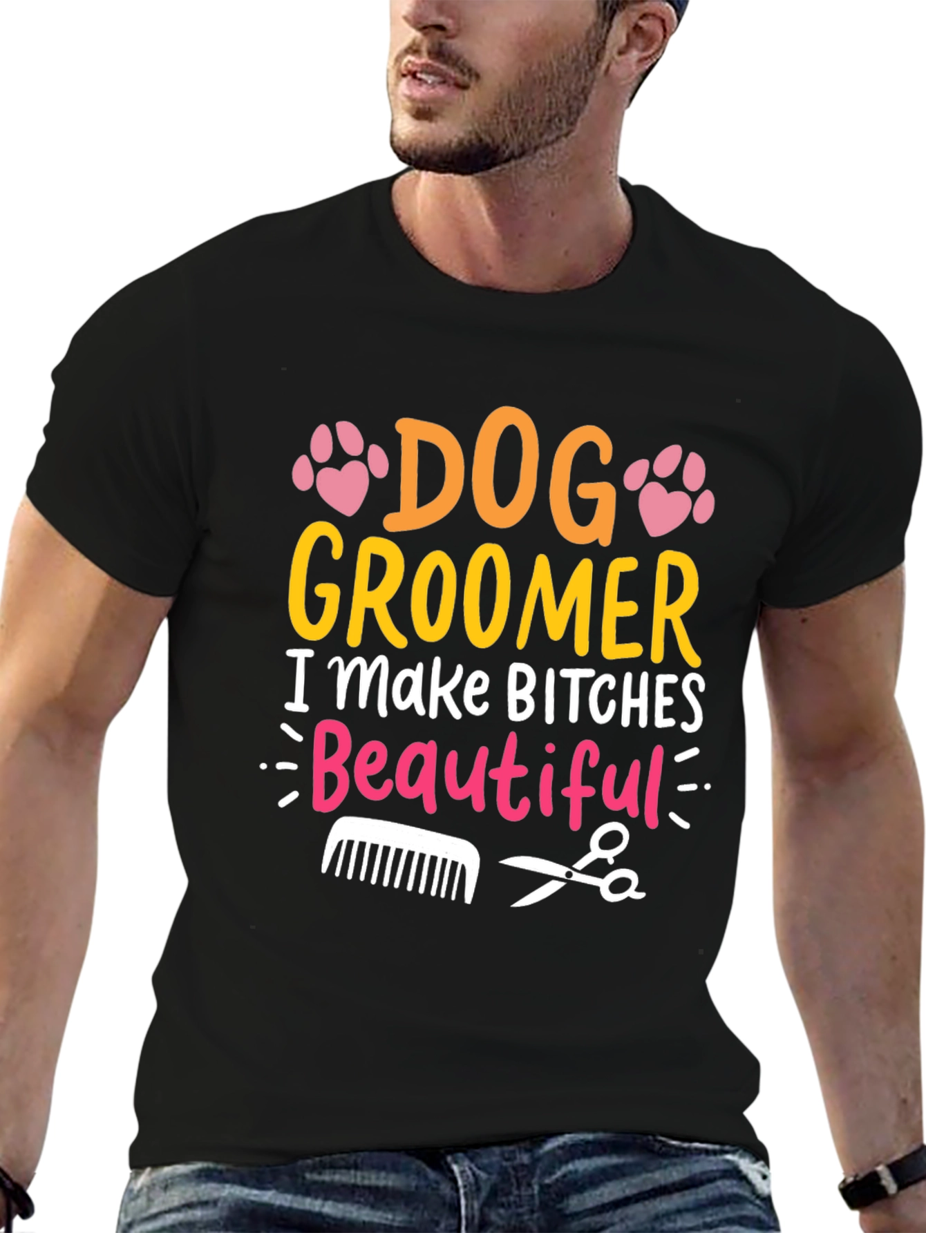 Black Dog Groomer Funny T-Shirt view 6