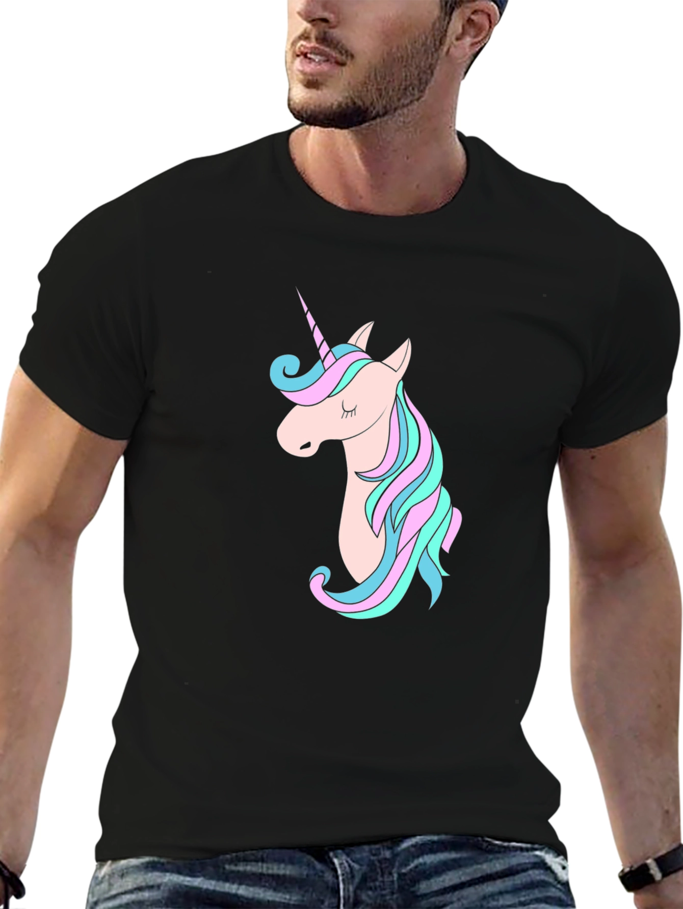 Black Unicorn Graphic Black T-Shirt view 6