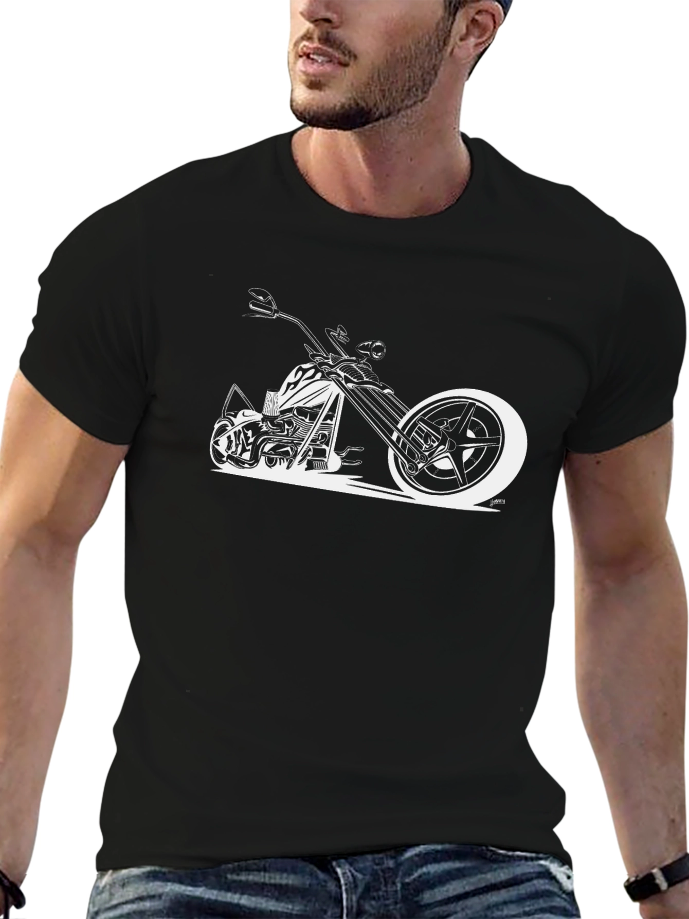 Black Cool Motorcycle Graphic Tee - Black view 6