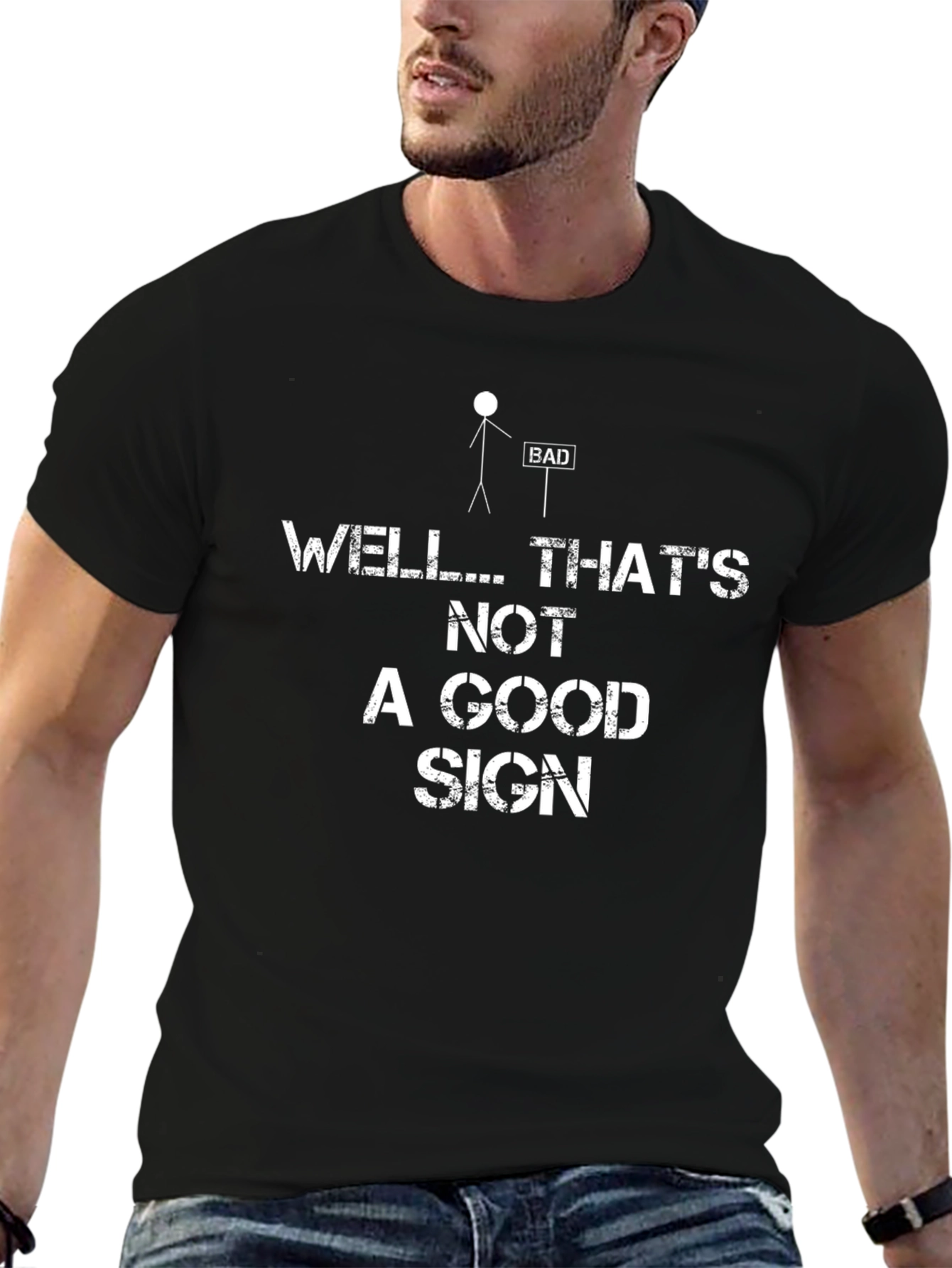 Black Well... That's Not a Good Sign Graphic T-Shirt view 6