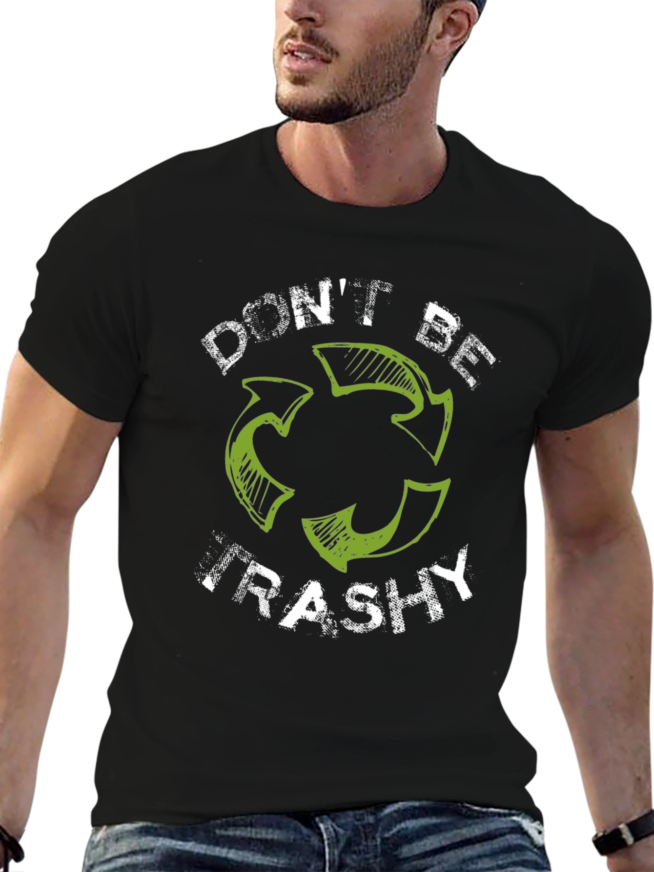 Black Eco-Friendly 'Don't Be Trashy' Graphic Tee view 6