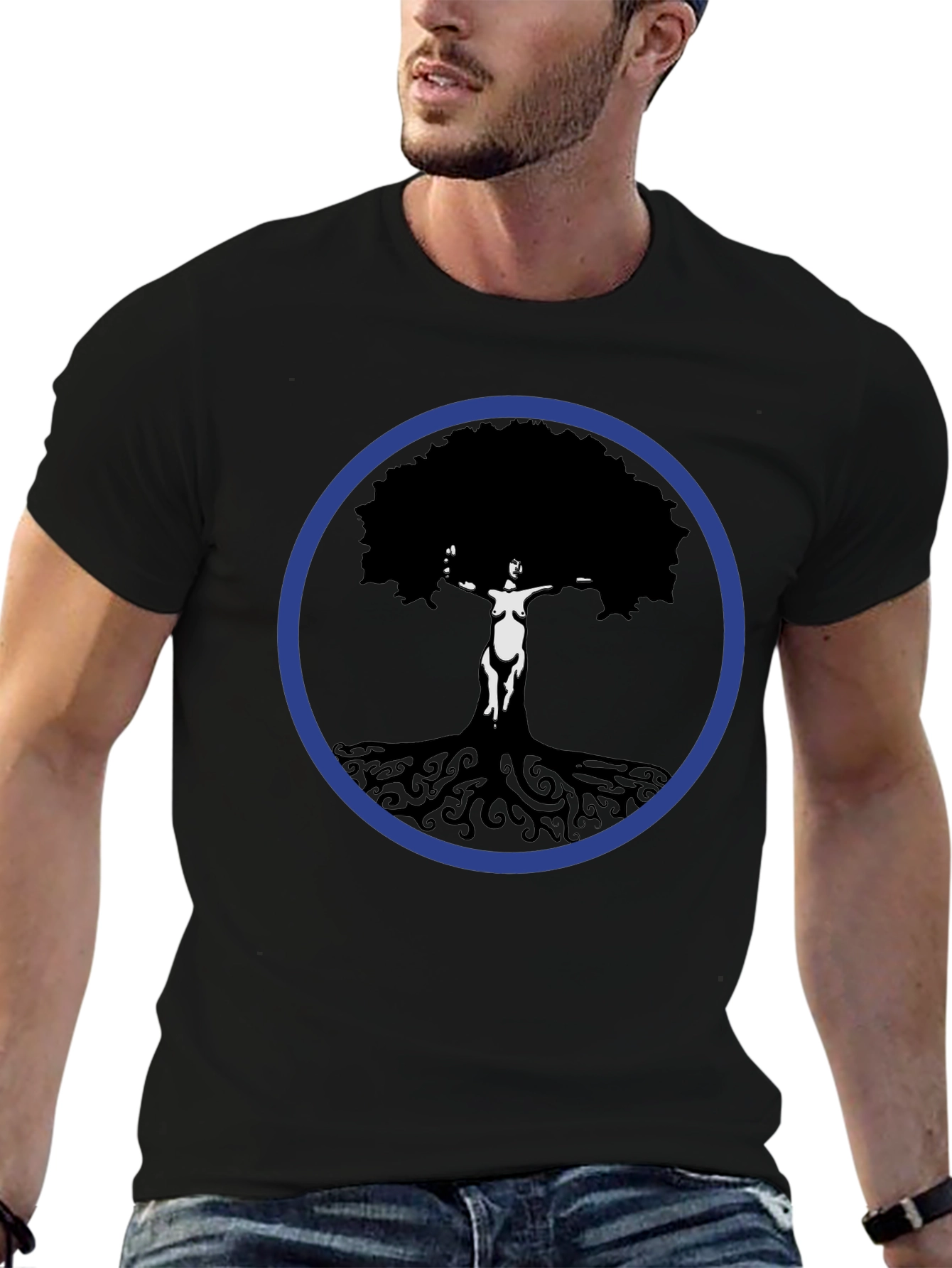 Black Tree Woman Graphic Tee - Black Cotton Blend view 6