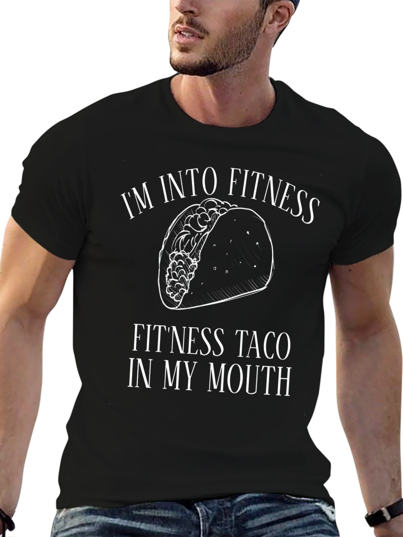 Black Fitness Taco T-Shirt - Humorous Gym Workout Tee view 6