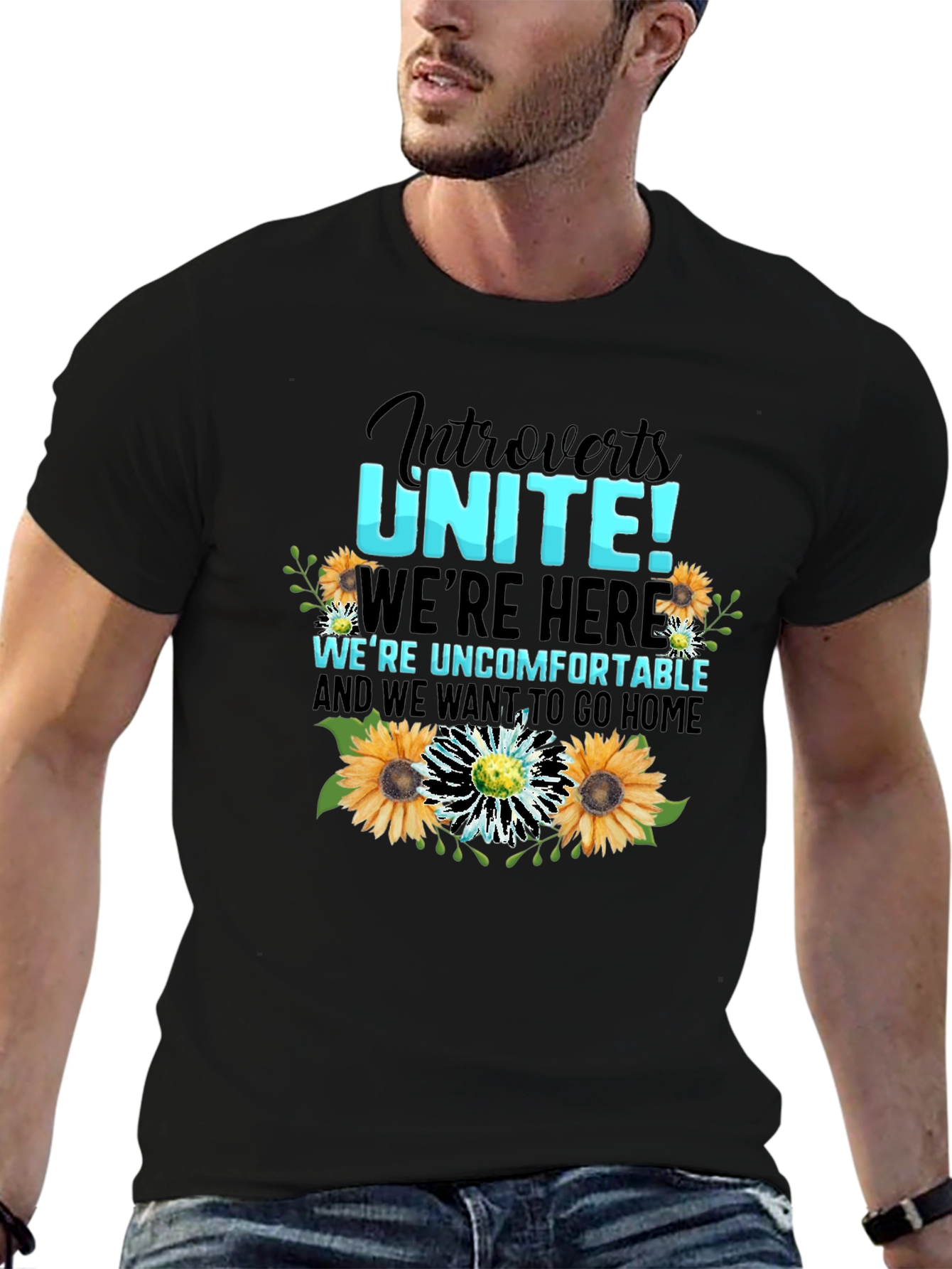 Black Introverts Unite Graphic Tee view 6