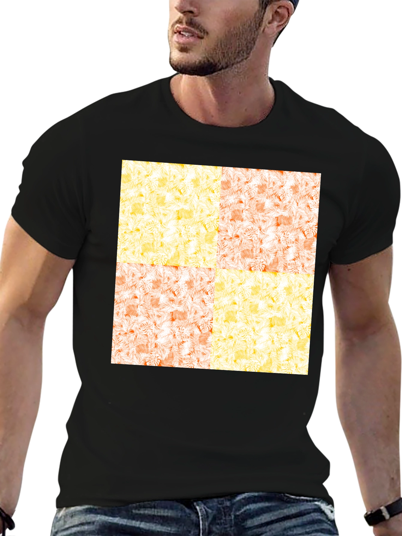 Black Modern Patterned Tee view 6