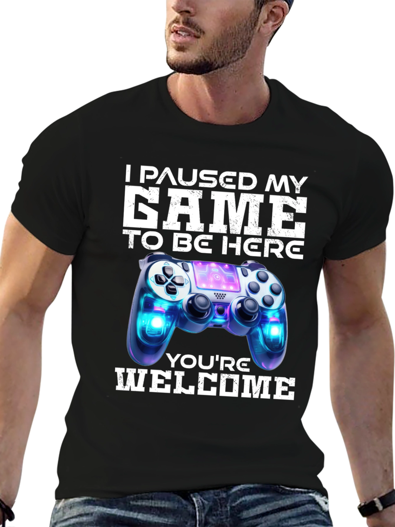 Black I Paused My Game to Be Here T-Shirt view 6