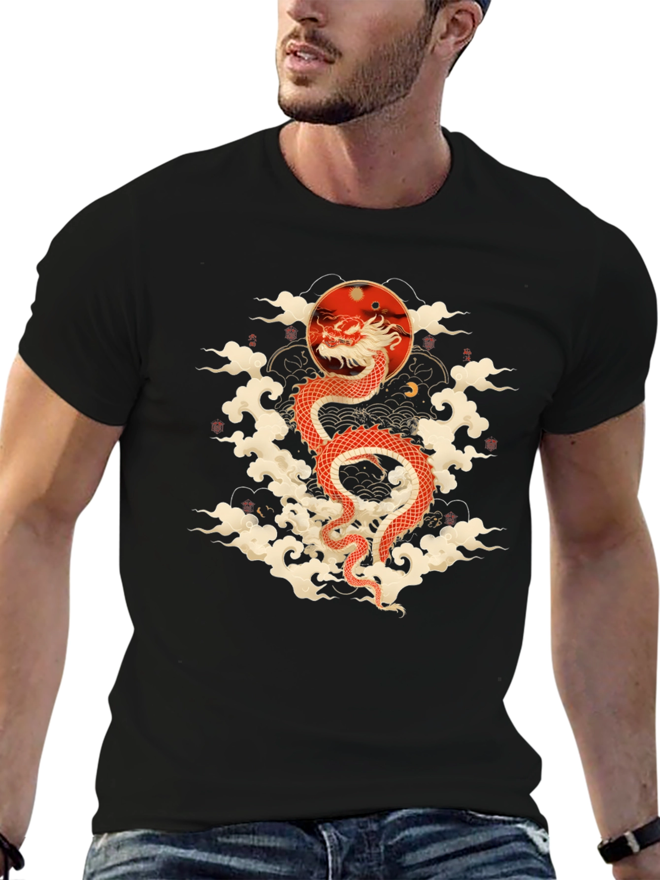 Black Dragon T-Shirt: Red Dragon, Asian Style view 6