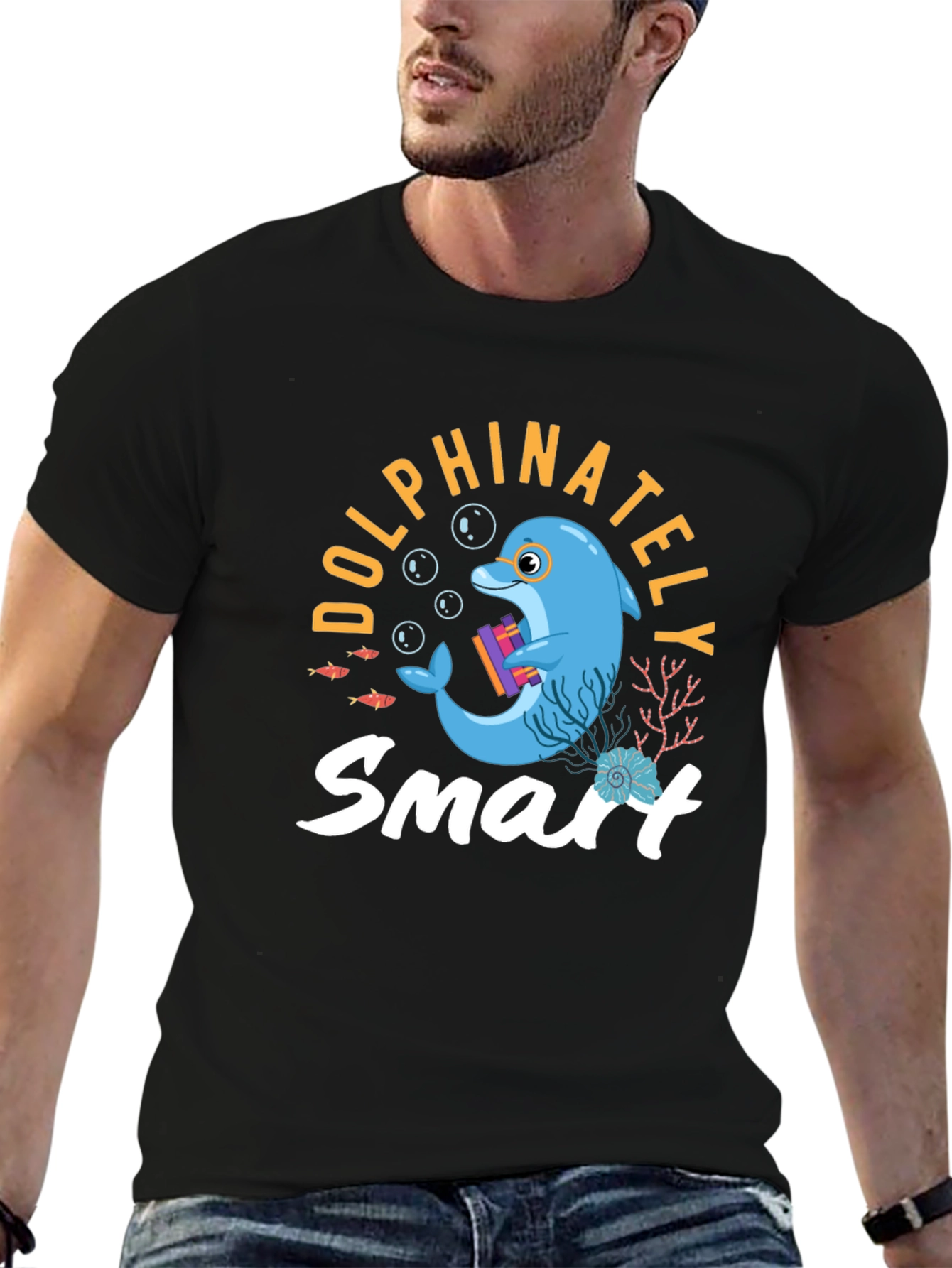 Black Dolphinately Smart T-Shirt view 6