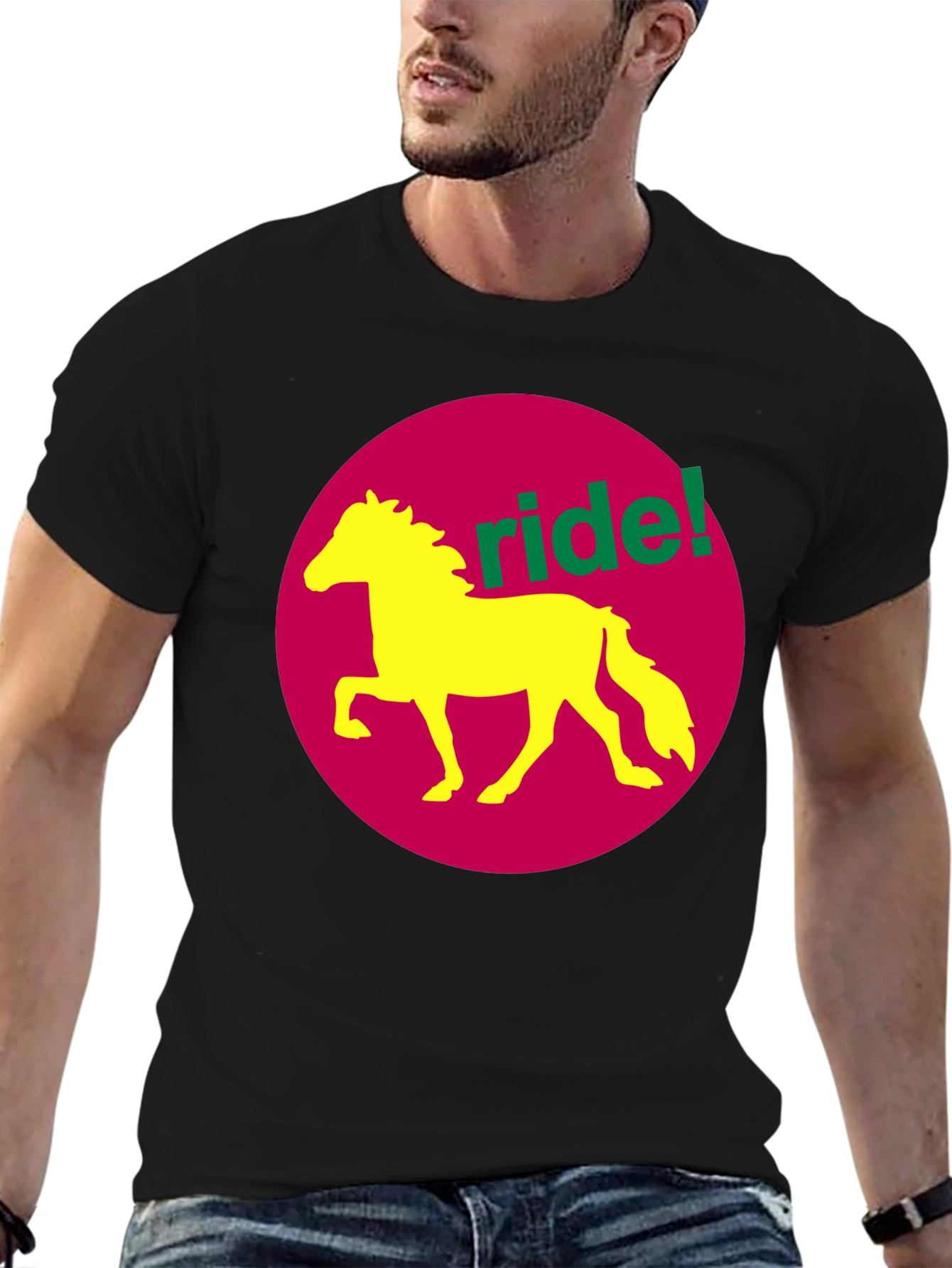 Black Ride! Graphic Tee - Horse Design view 6