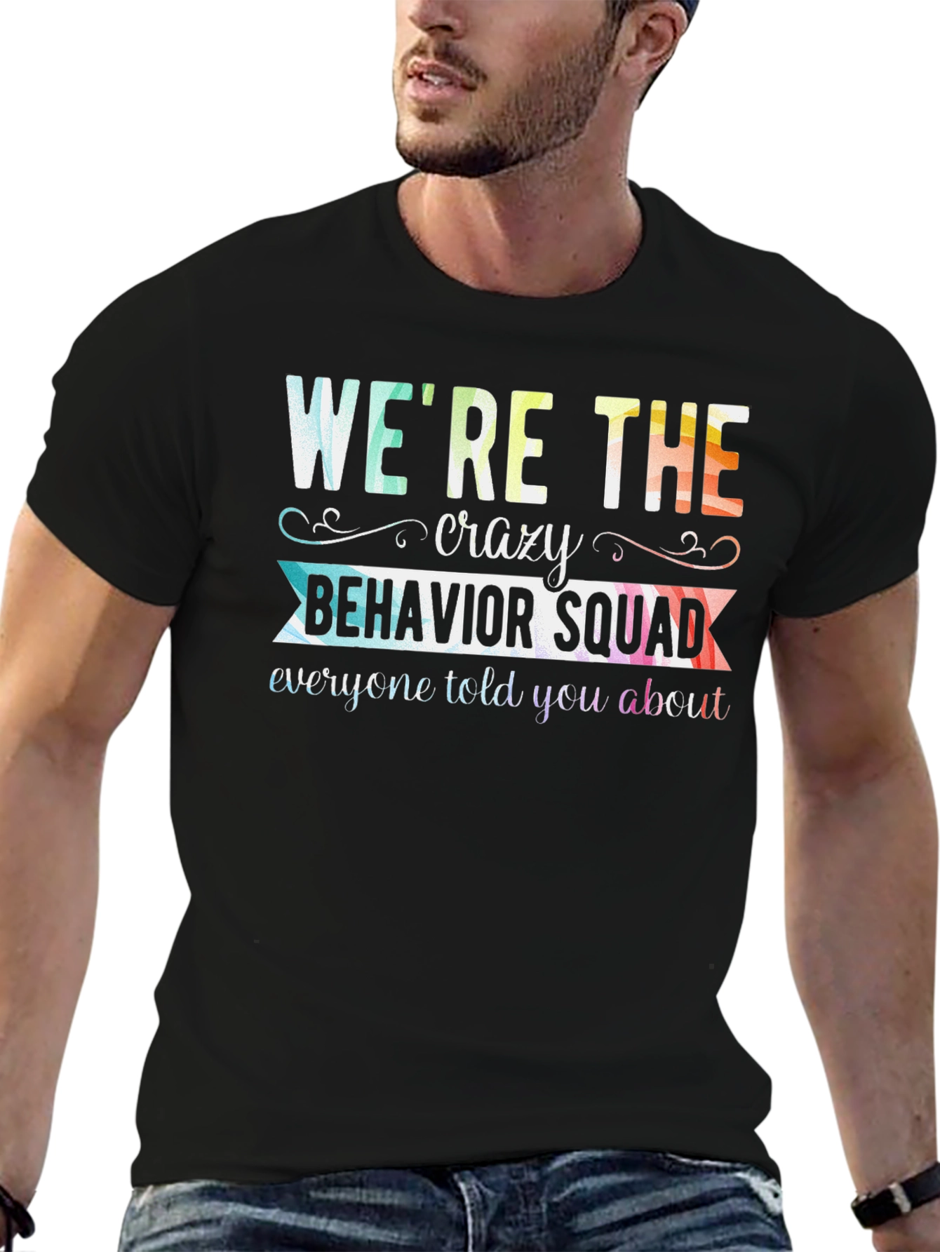 Black Crazy Behavior Squad Graphic T-Shirt view 6