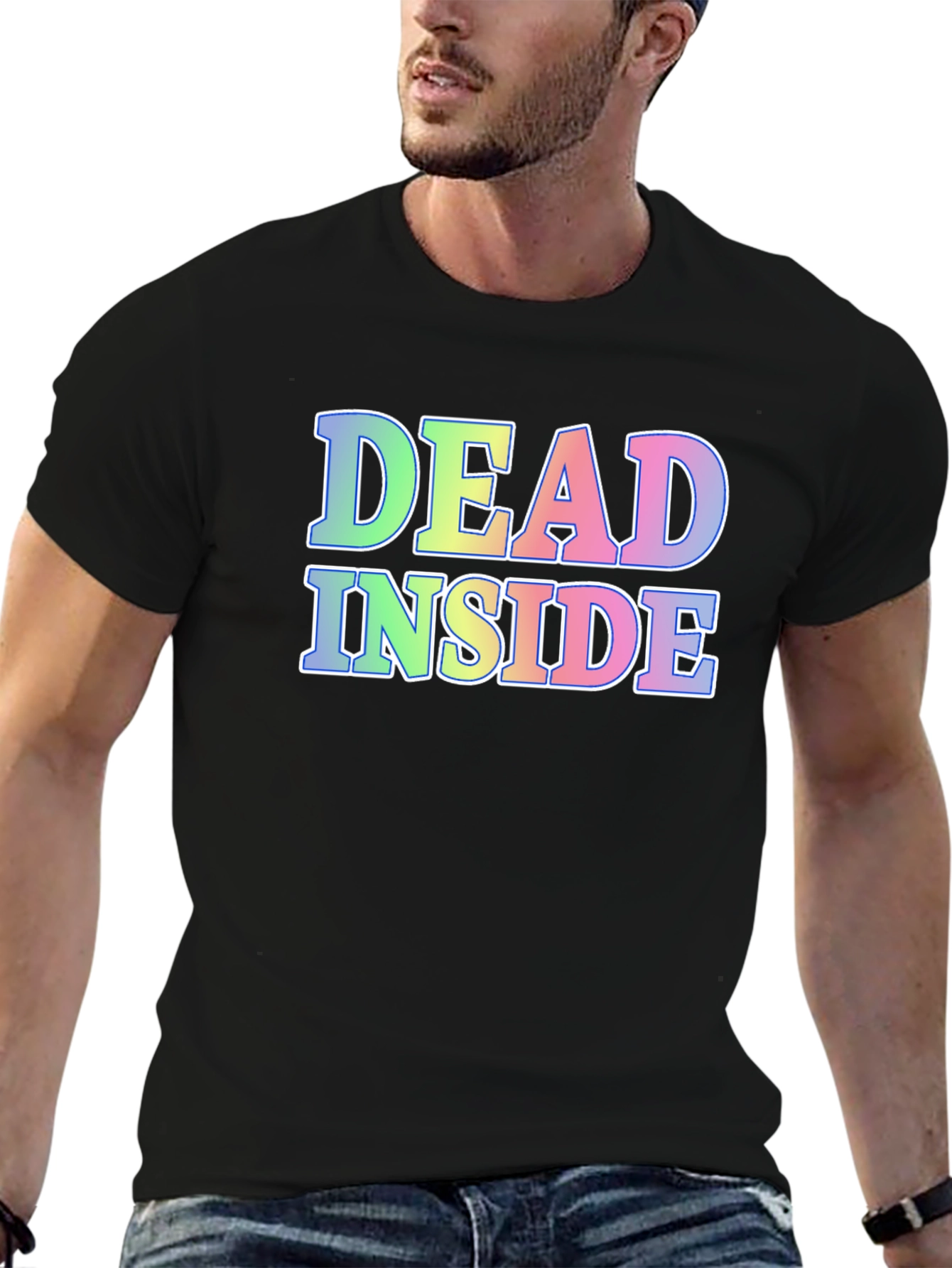 Black Dead Inside Graphic Tee - Black Cotton Blend Shirt view 6
