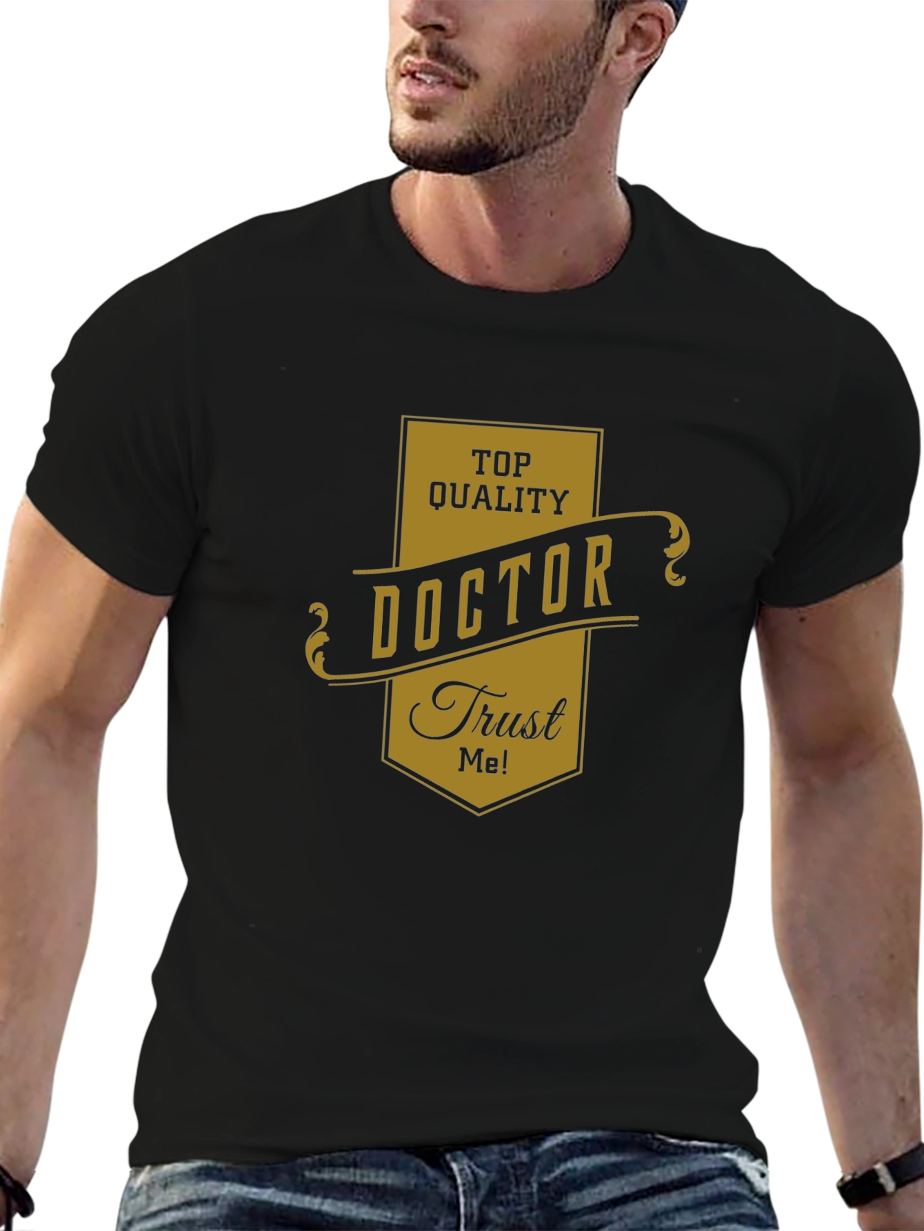 Black Top Quality Doctor Trust Me! Black T-Shirt view 6