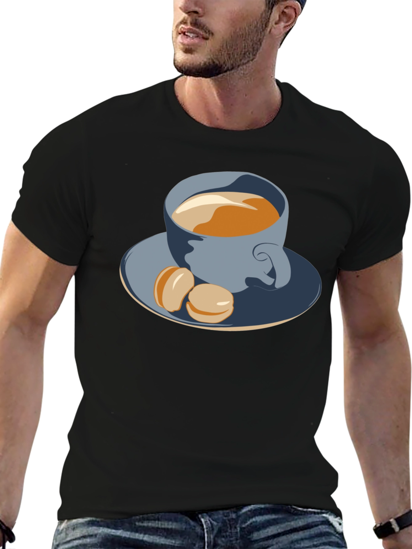 Black Coffee & Macarons Graphic Tee - Stylish Comfort view 6