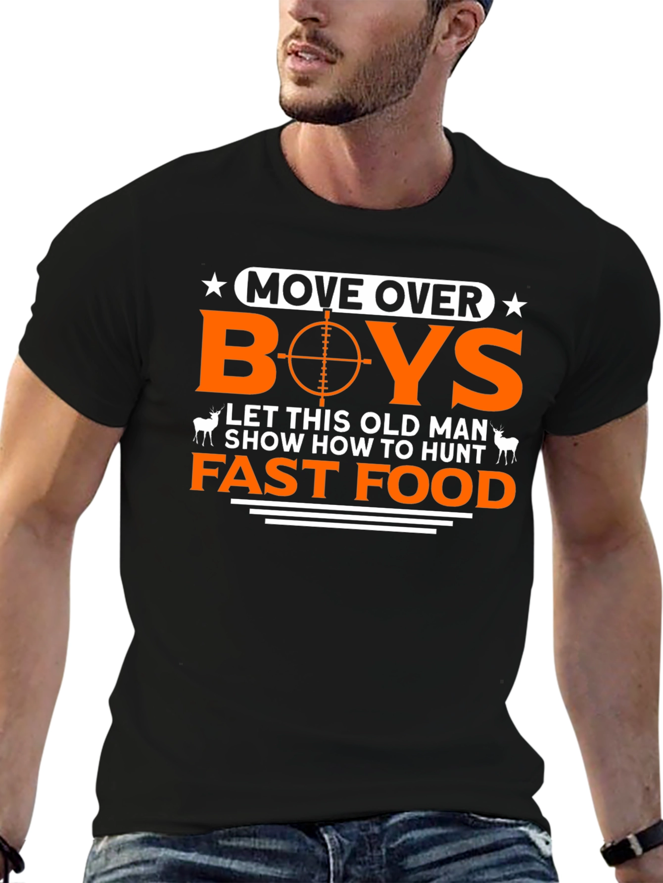 Black Funny Hunting T-Shirt: Move Over Boys view 6