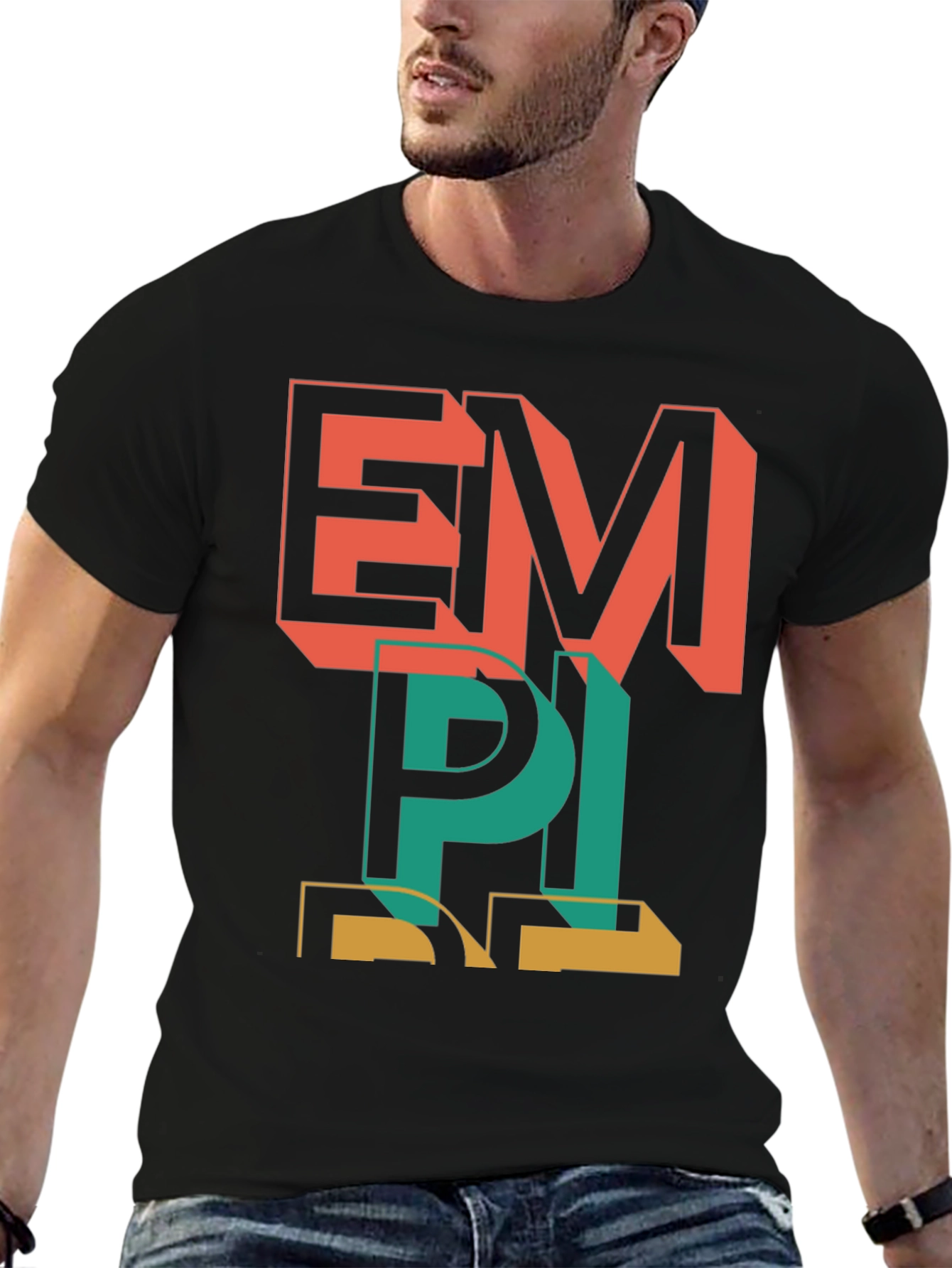 Black Retro Style Graphic Tee - EMPI Print view 6