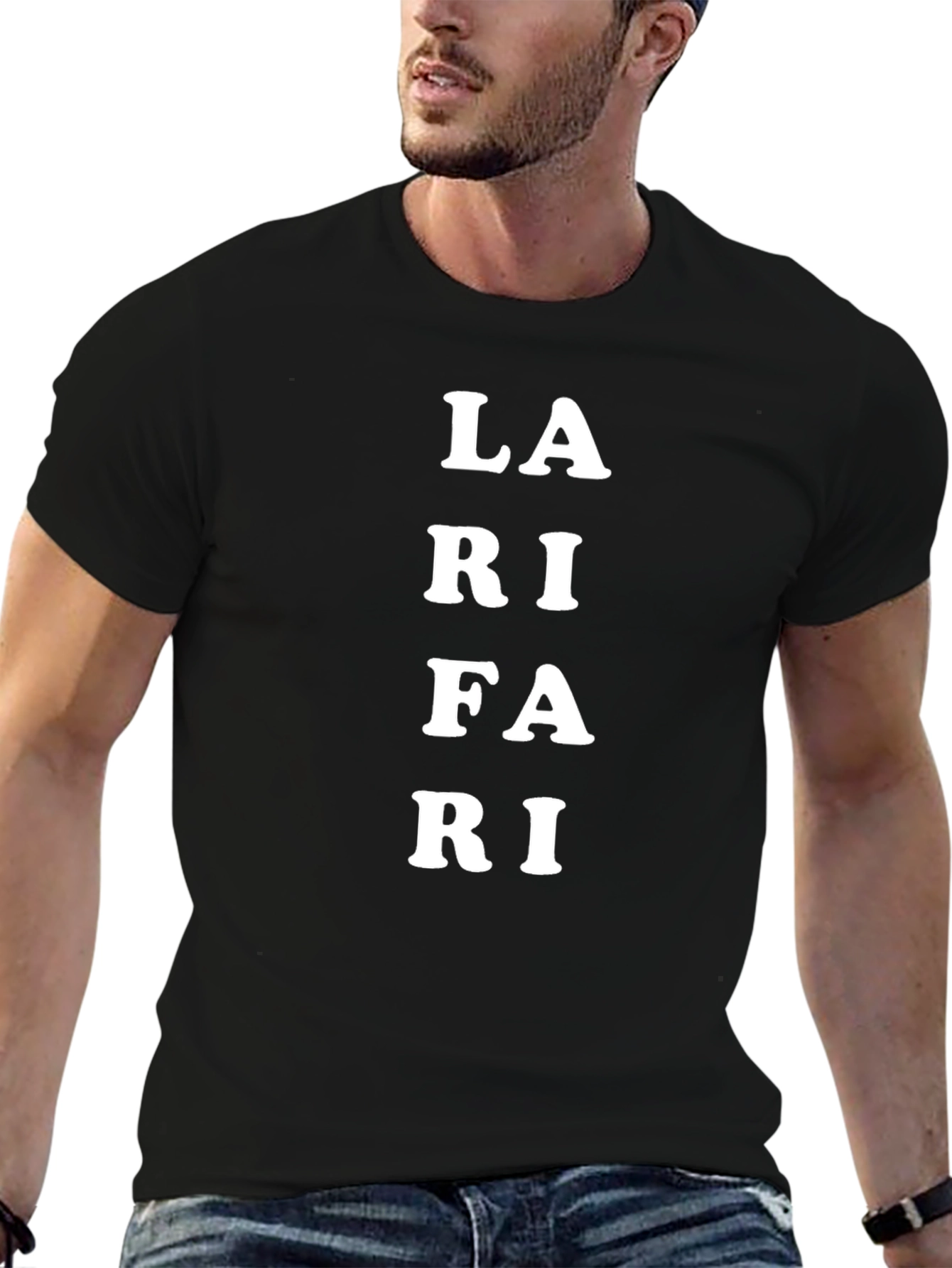 Black LA RI FA RI T-Shirt - Unique Design view 6
