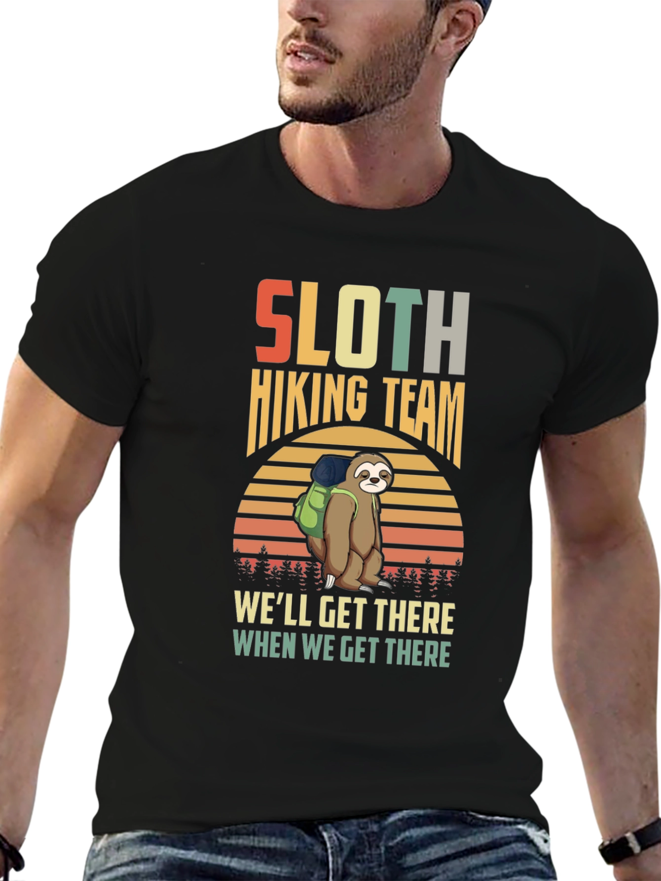 Black Sloth Hiking Team Graphic T-Shirt view 6