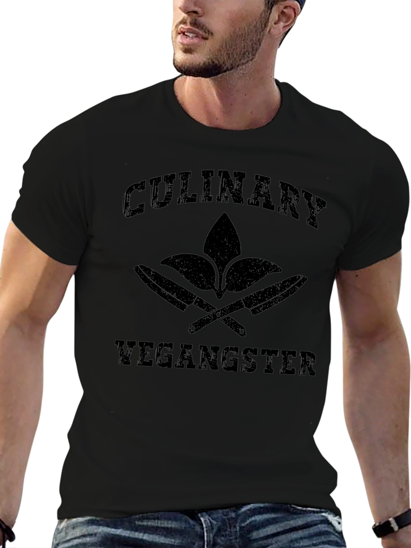 Black Culinary Vegangster T-Shirt - Vegan Chef Style view 6