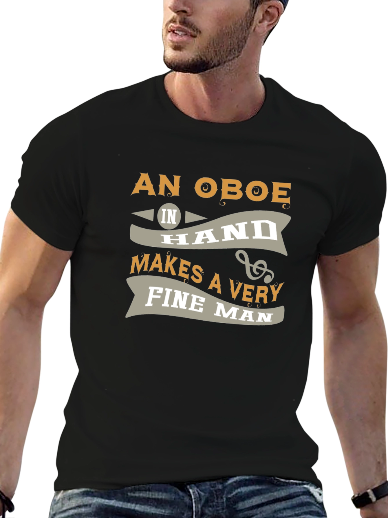 Black Oboe Fine Man Graphic T-Shirt view 6