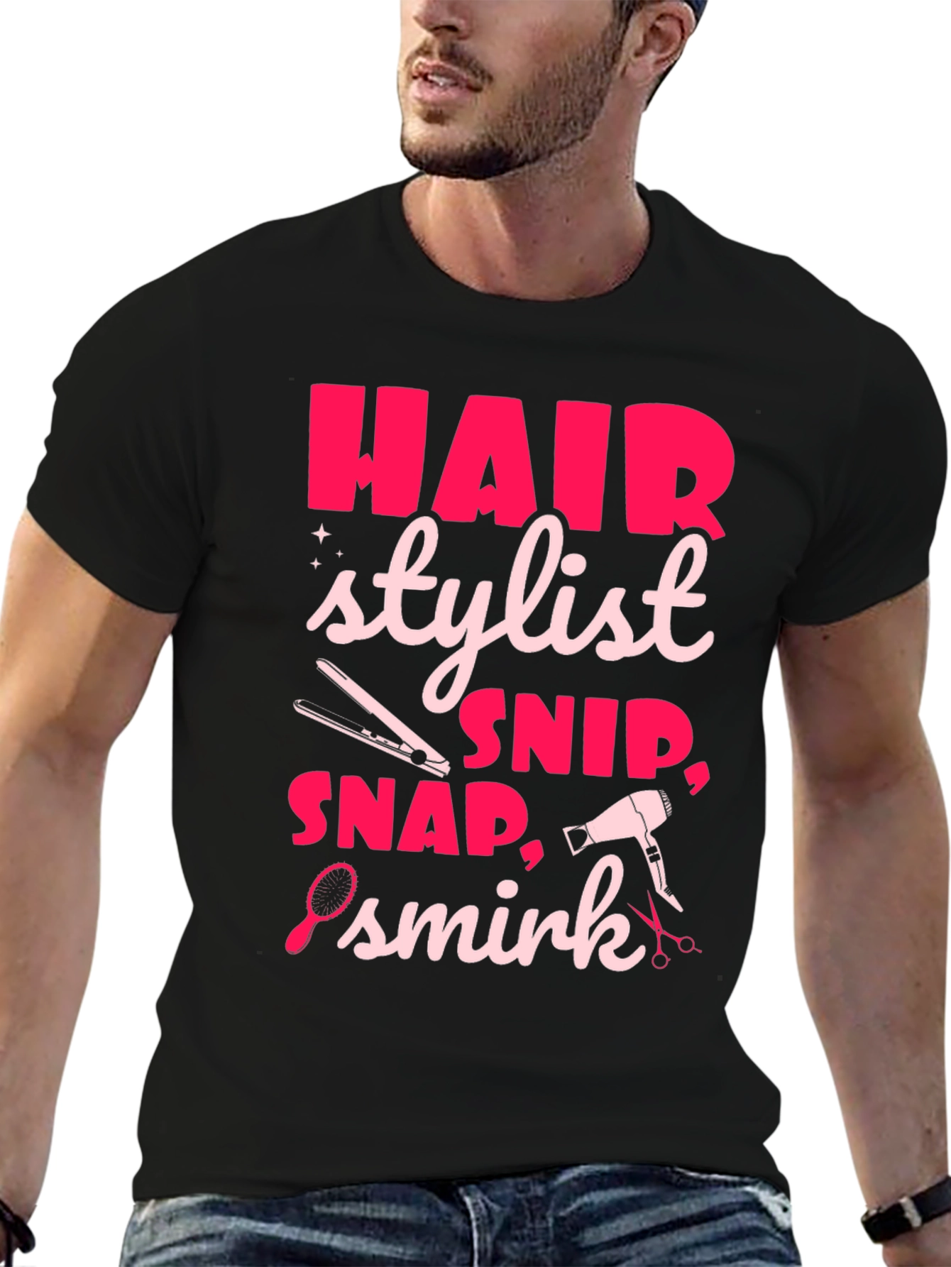 Black Hair Stylist Graphic Tee - Snip, Snap, Smirk! view 6
