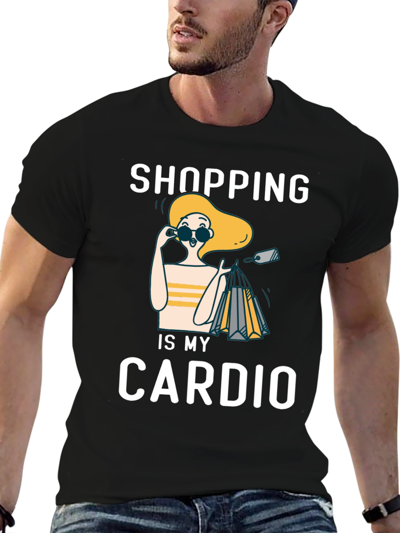 Black Shopping is My Cardio Graphic Tee view 6