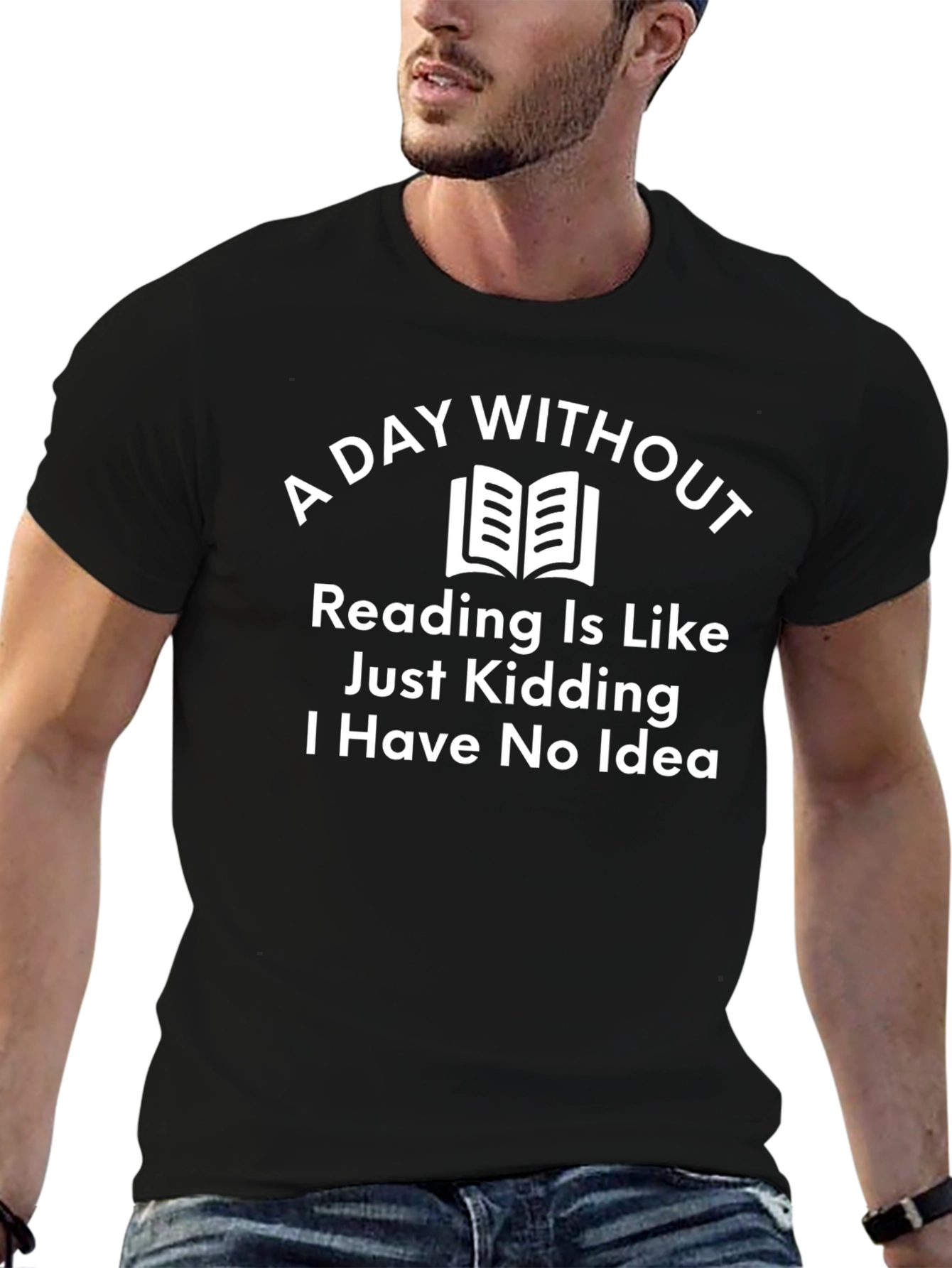 Black Funny Reader T-Shirt - A Day Without Reading view 6