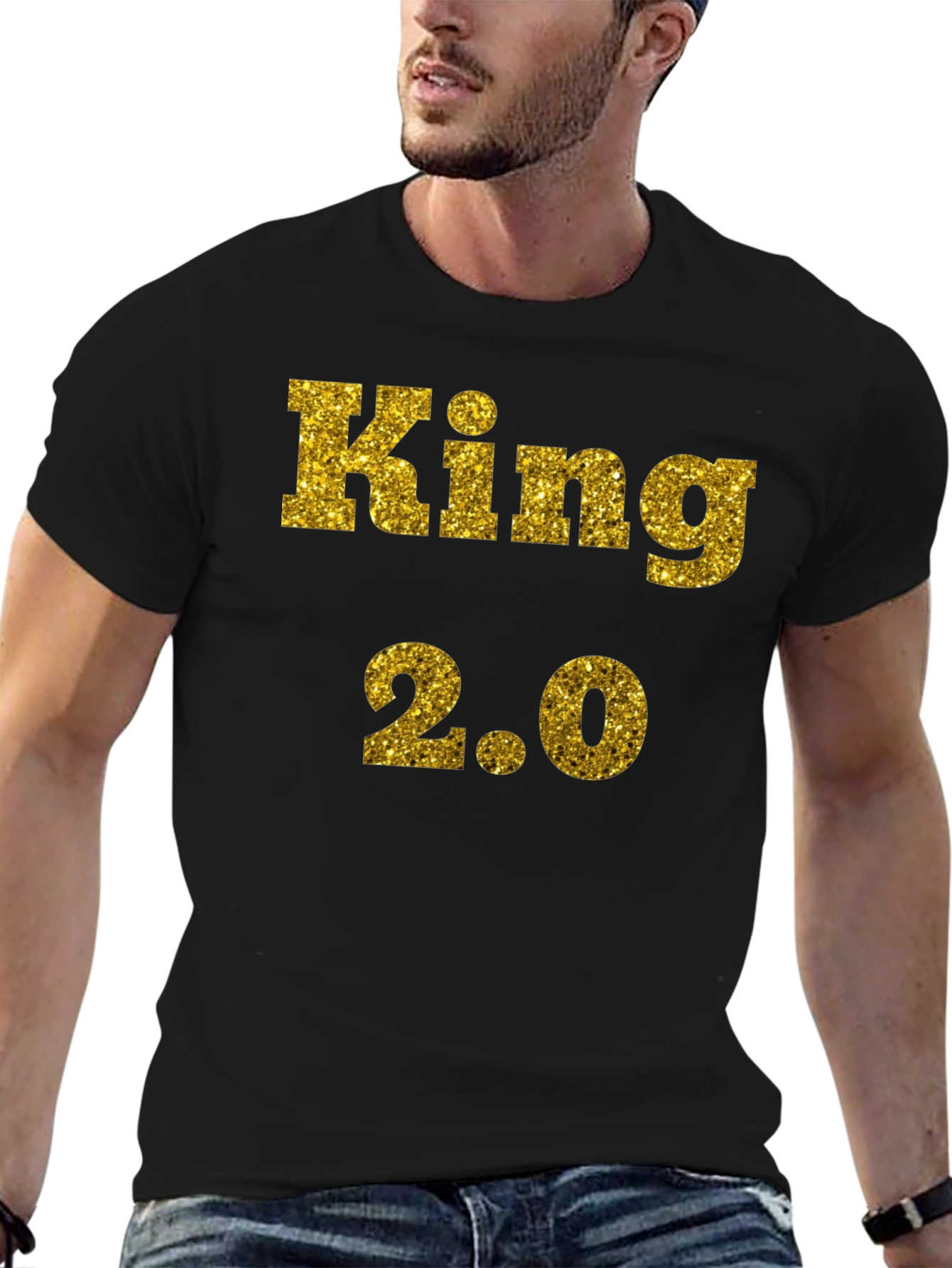 Black King 2.0 Glitter Print T-Shirt - Black view 6