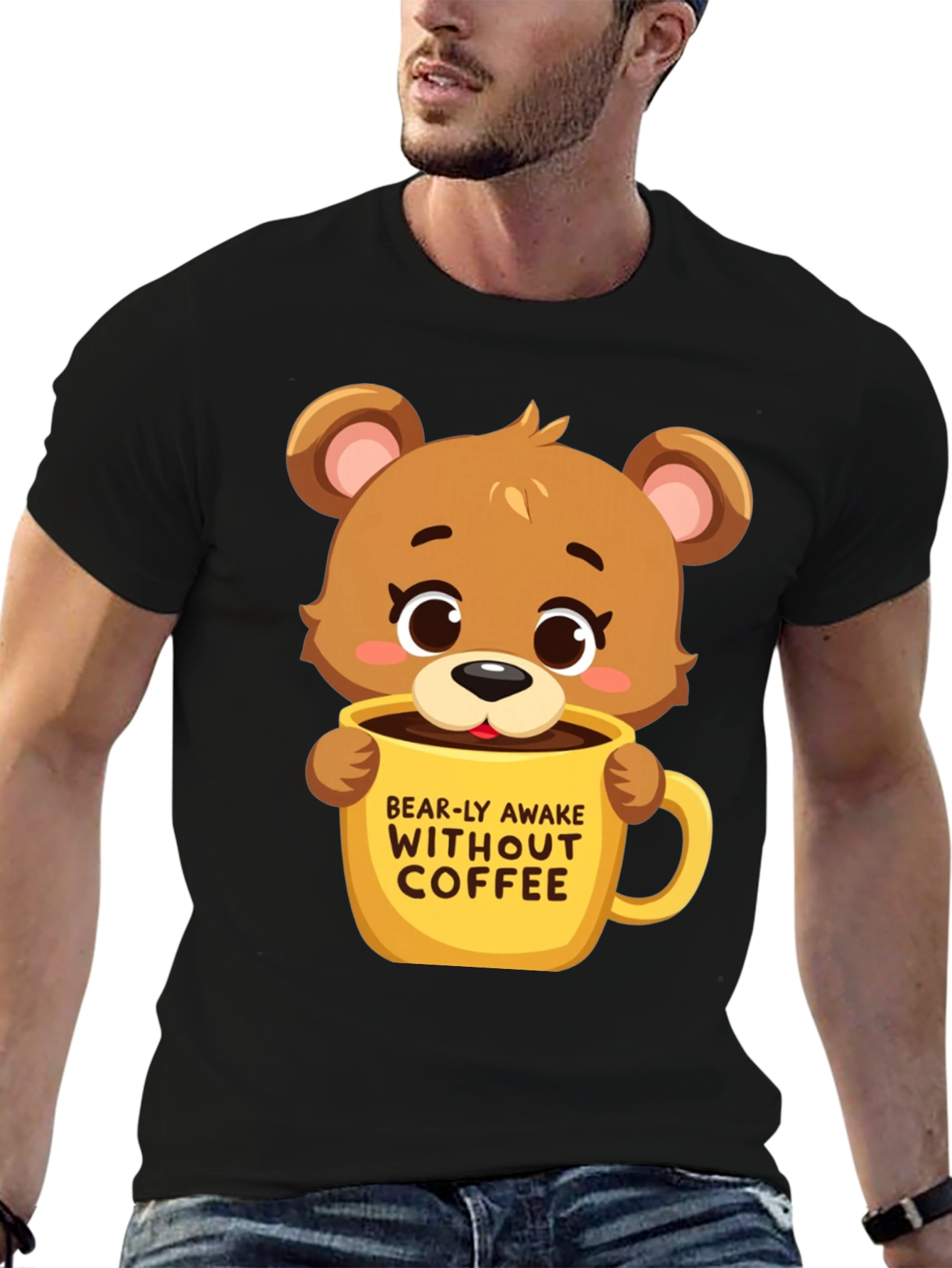 Black Bearly Awake Coffee T-Shirt view 6