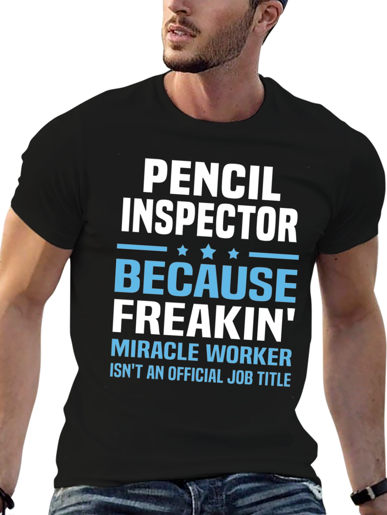 Black Pencil Inspector T-Shirt: Funny Job Title Tee view 6