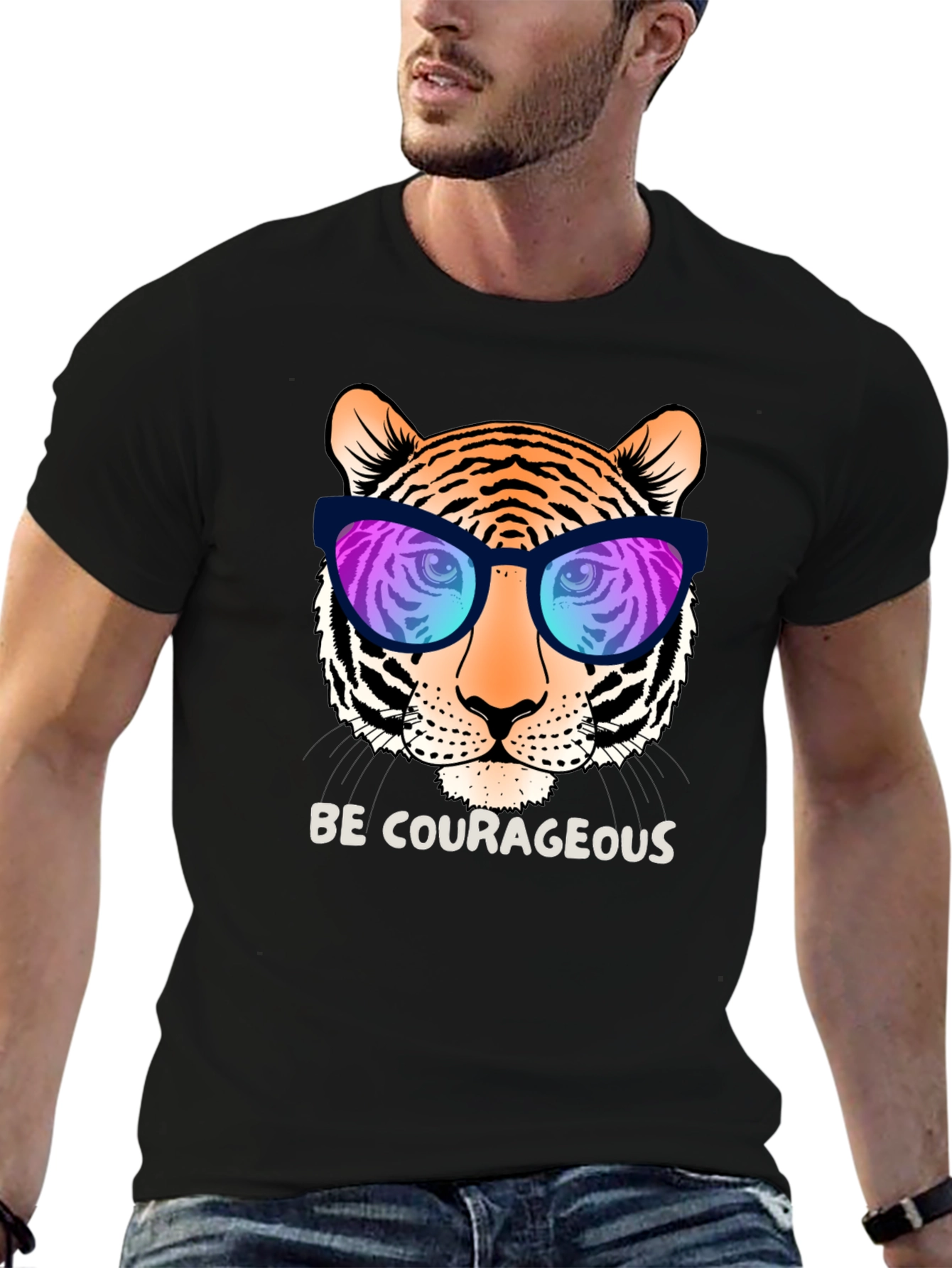 Black Cool Tiger Graphic Tee - Be Courageous! view 6