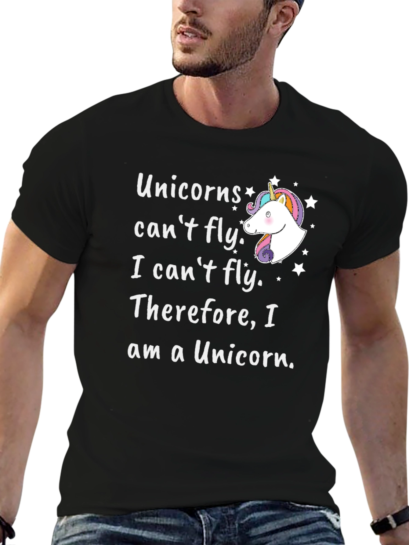 Black Unicorns Can't Fly Graphic T-Shirt view 6