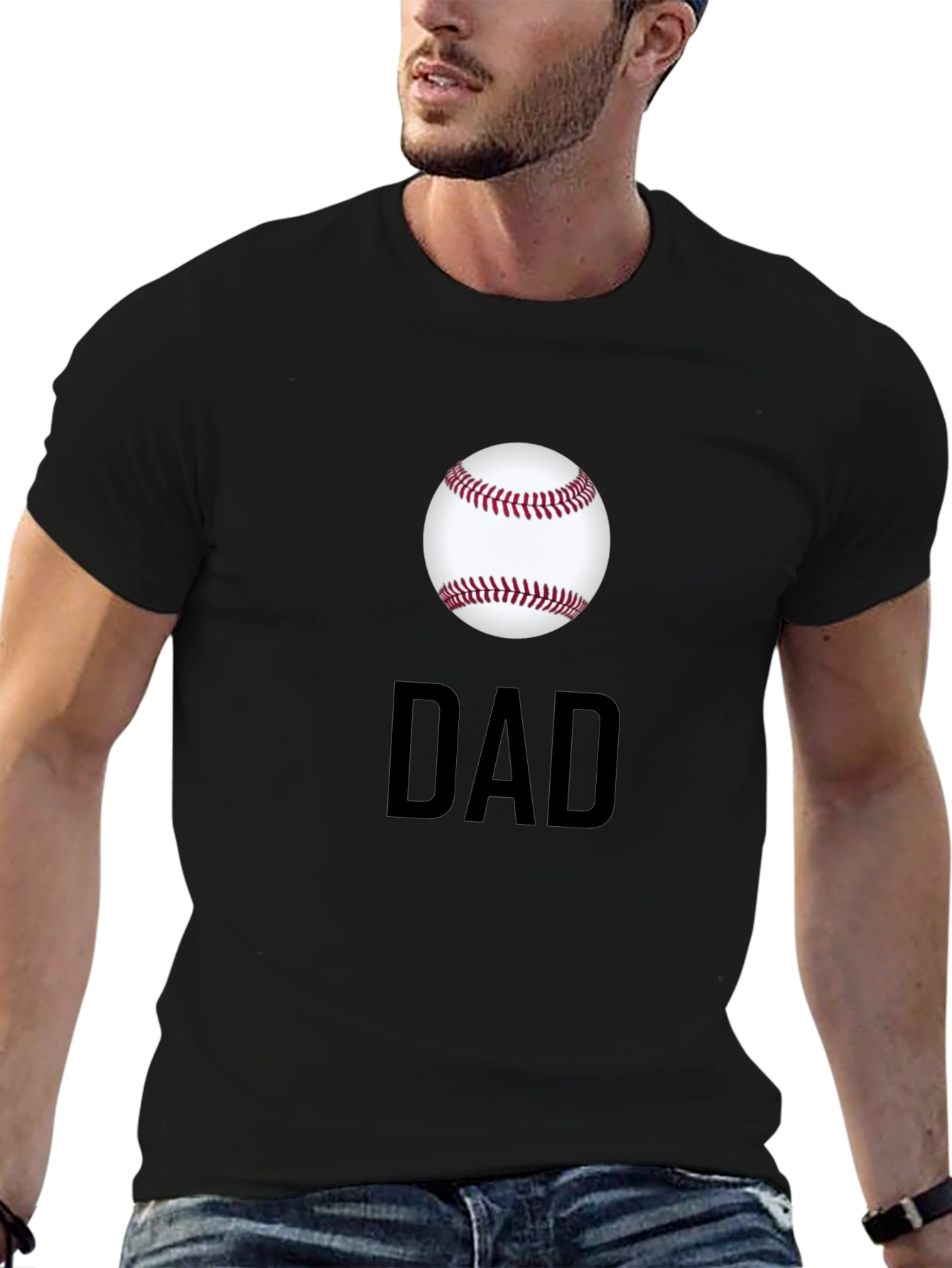 Black Baseball Dad T-Shirt - Classic Black Tee view 6